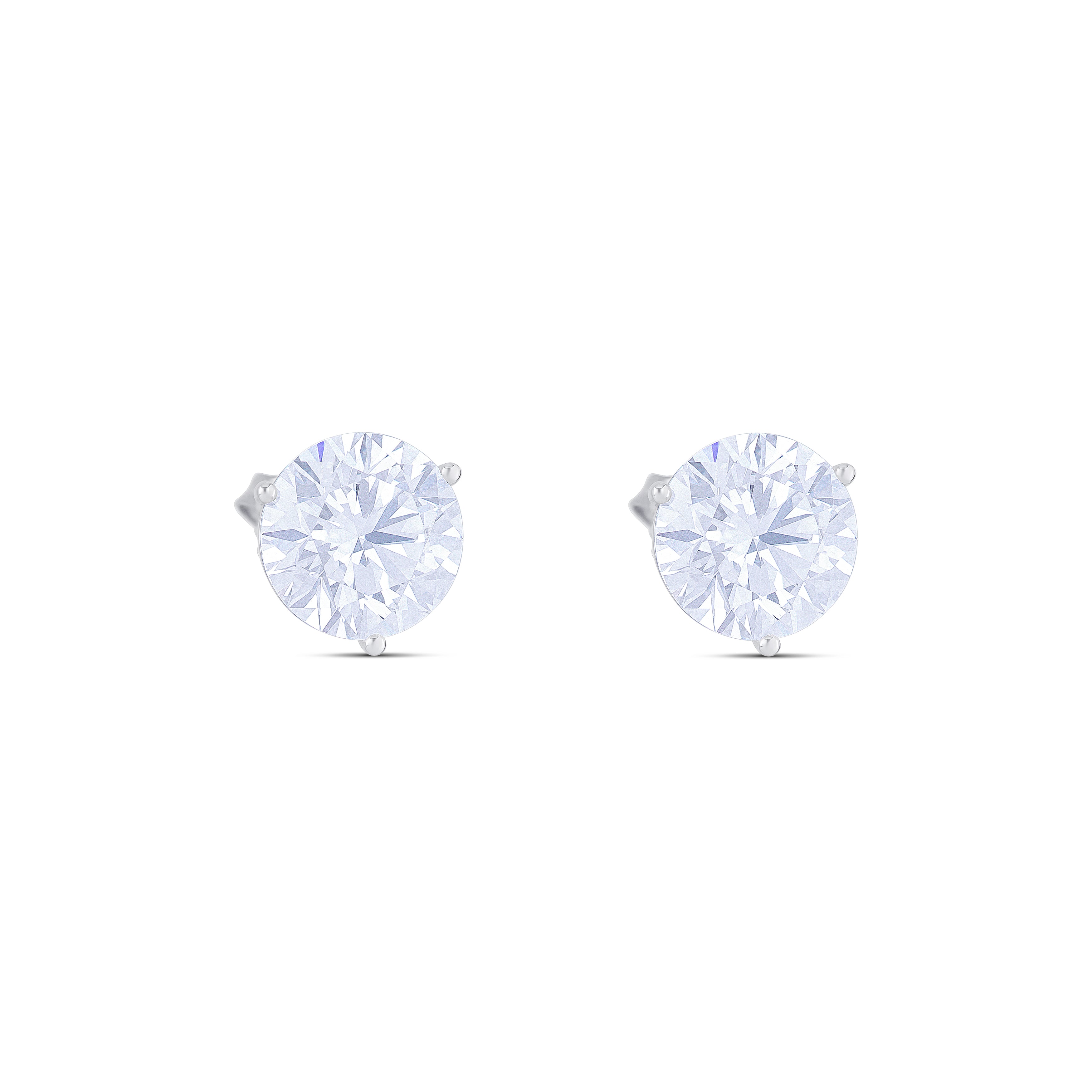 18K White Gold Round Cut Lab Grown Diamond Stud Earrings