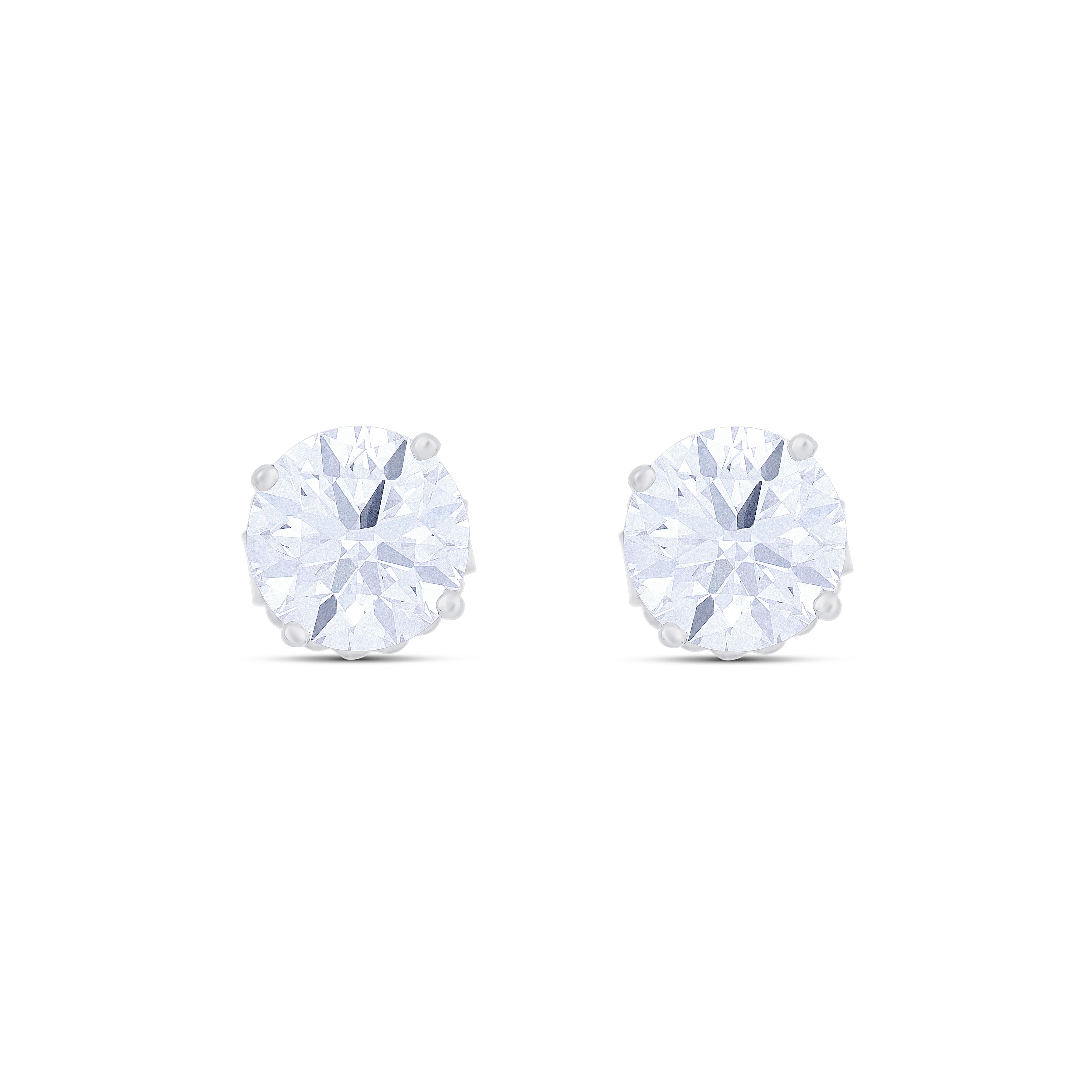 18K White Gold Round Cut Diamond Stud Earrings