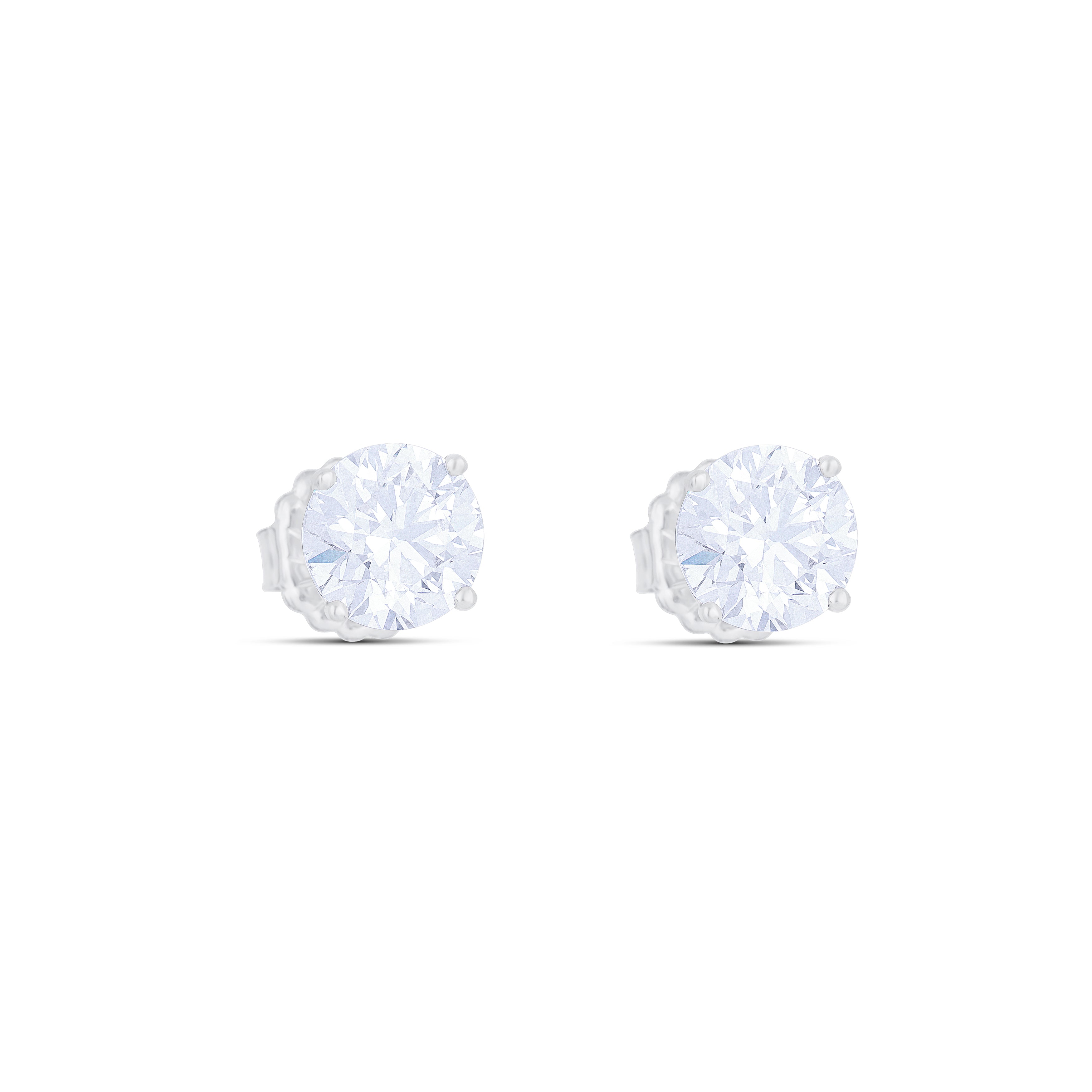 18K White Gold Round Cut Diamond Stud Earrings