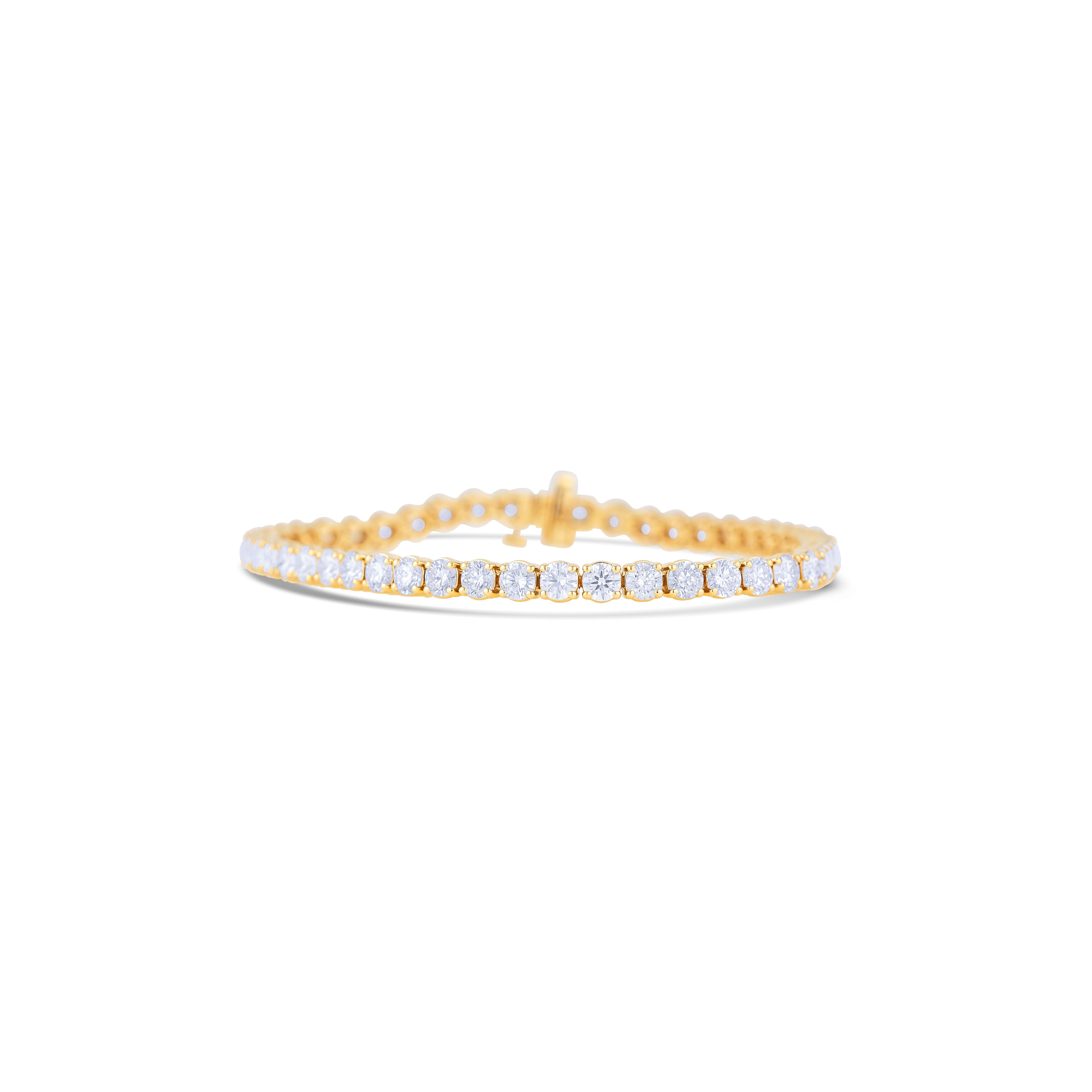 14K Yellow Gold Round Cut Diamond Tennis Bracelet