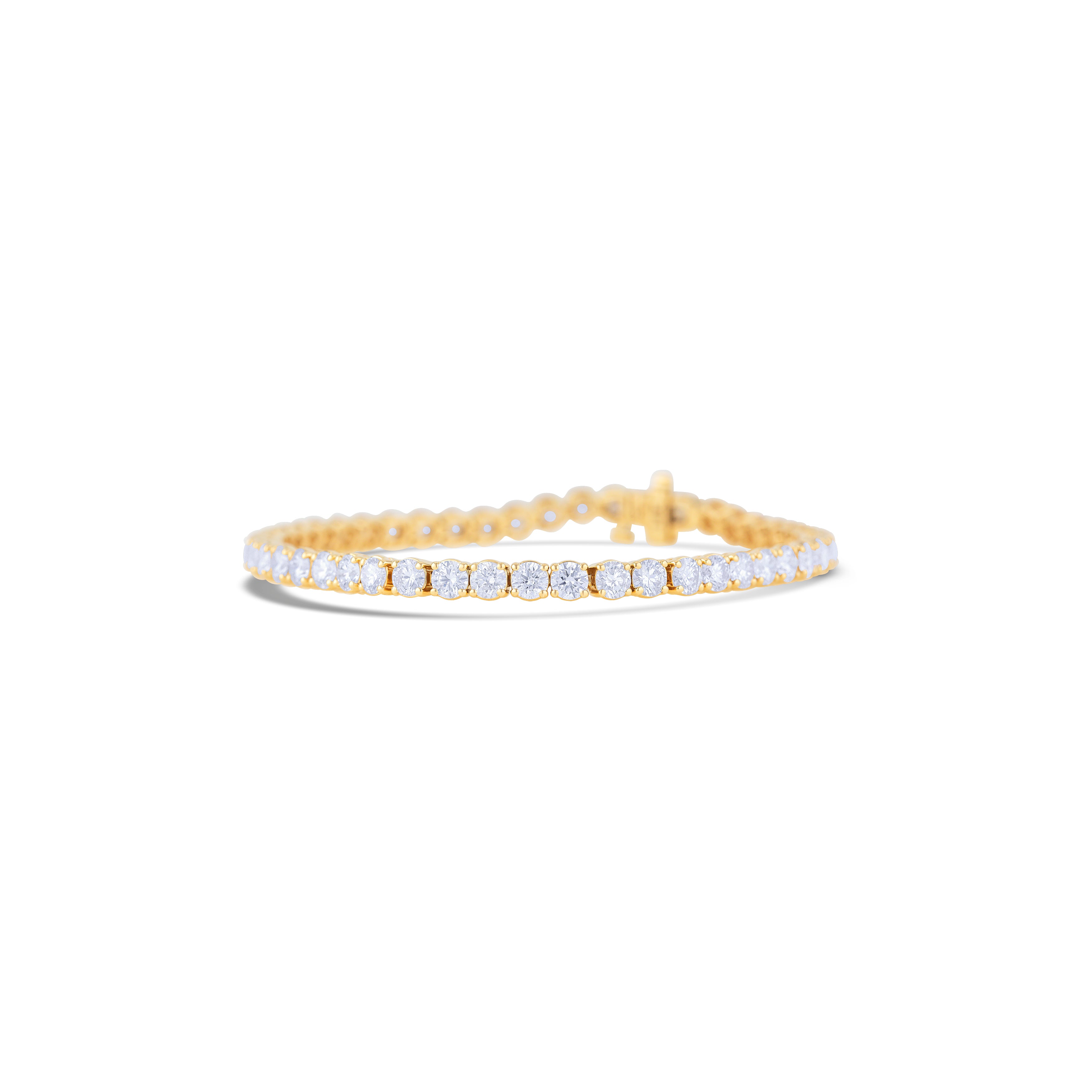 14K Yellow Gold Round Cut Diamond Tennis Bracelet