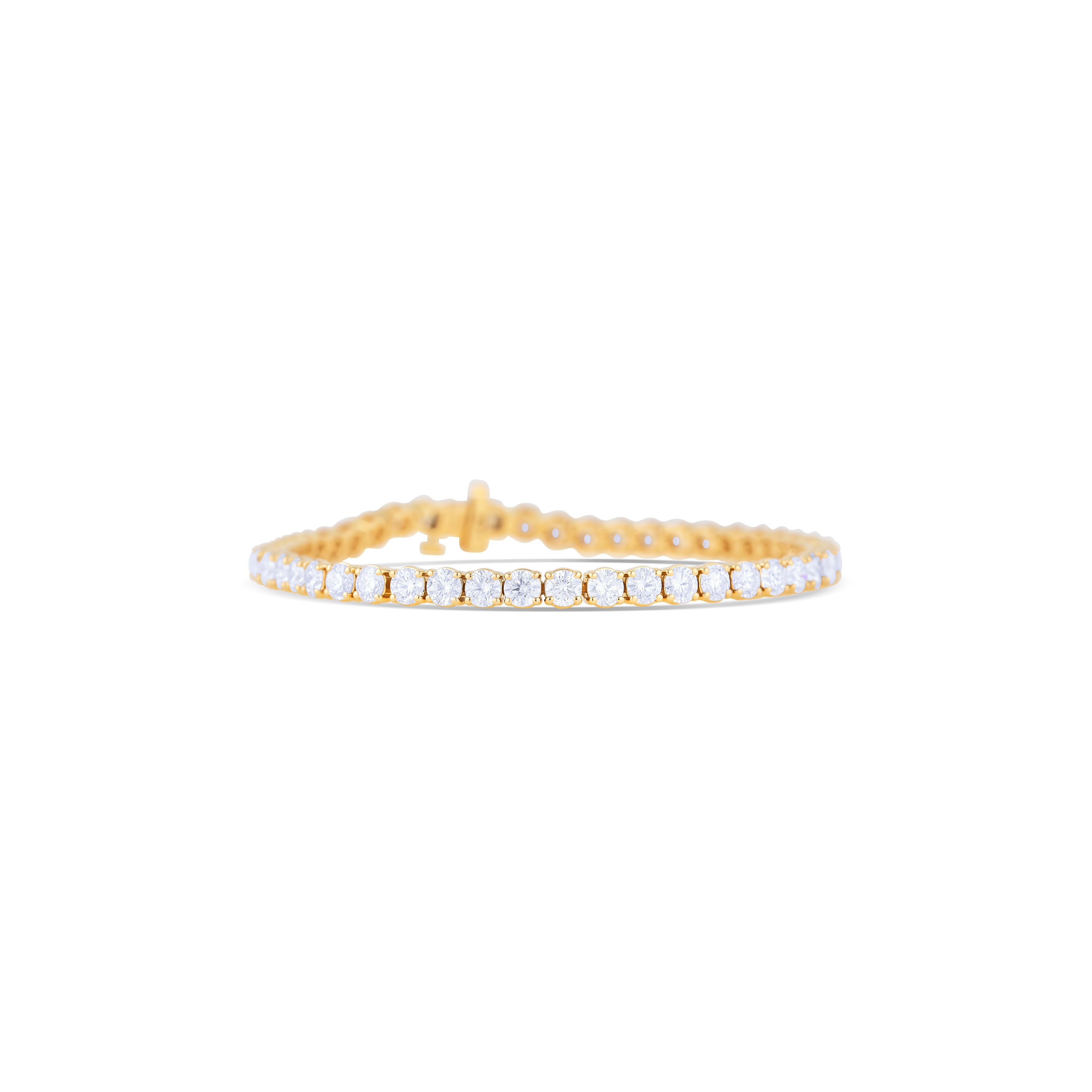 14K Yellow Gold Round Cut Diamond Tennis Bracelet