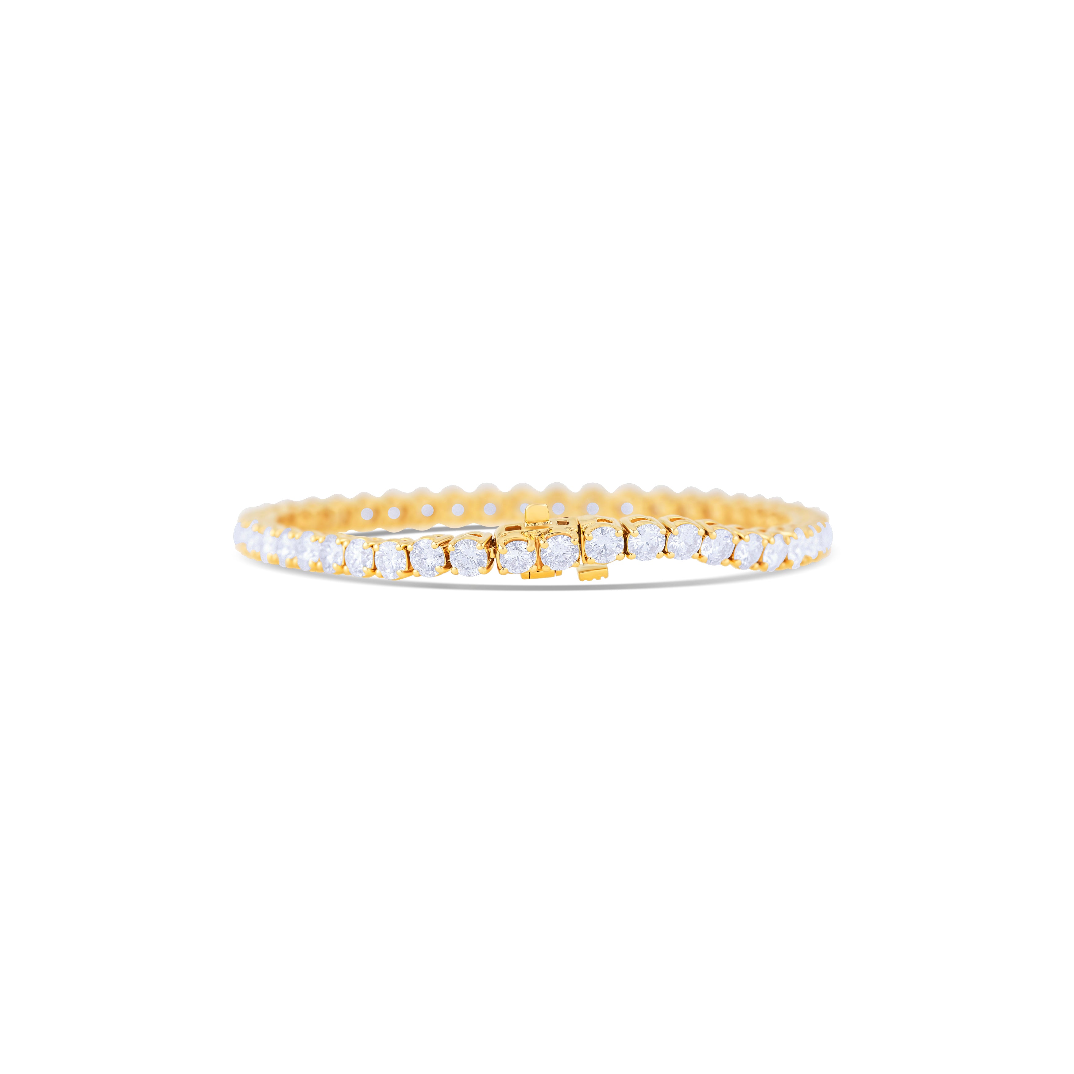 14K Yellow Gold Round Cut Diamond Tennis Bracelet