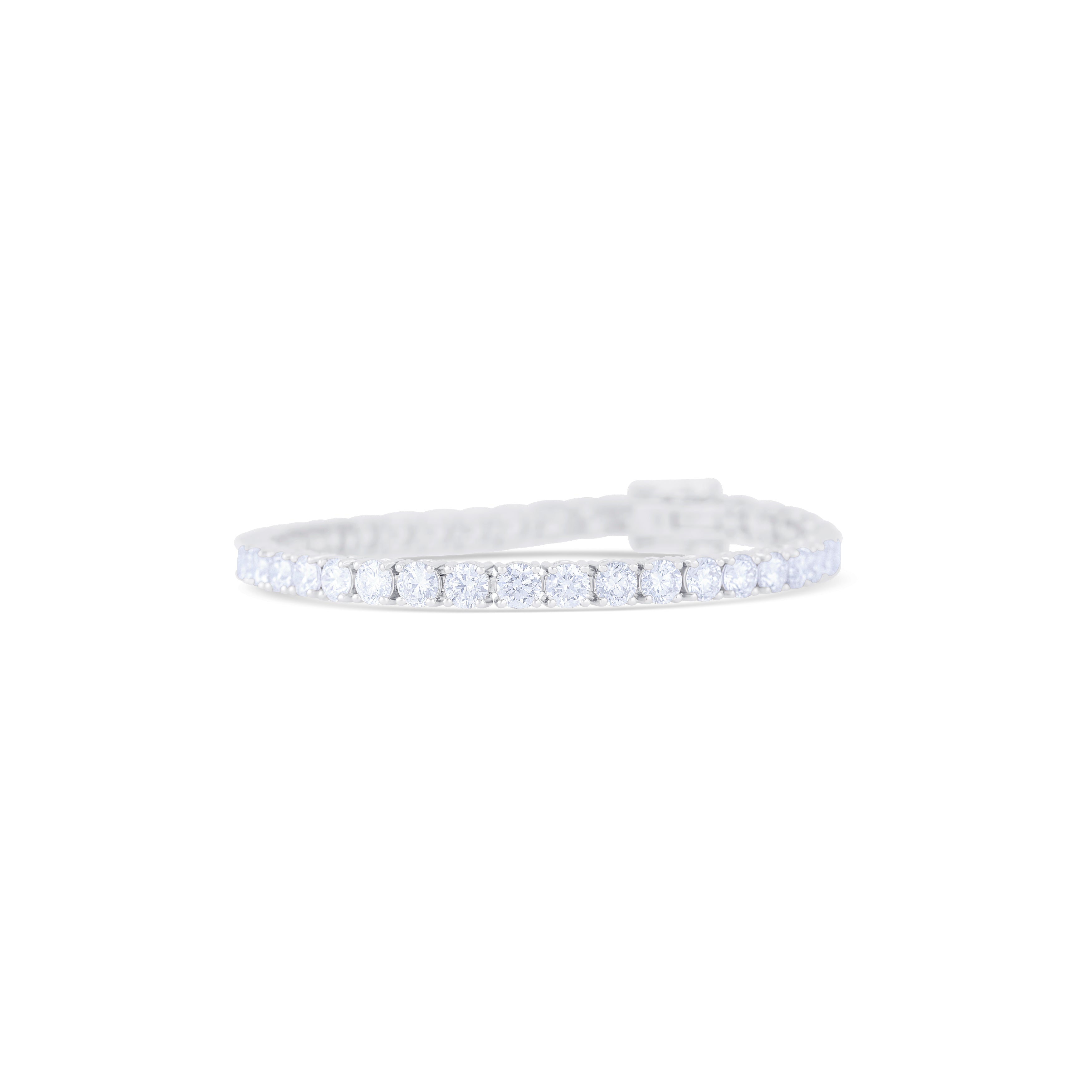 14K White Gold Round Cut Diamond Tennis Bracelet