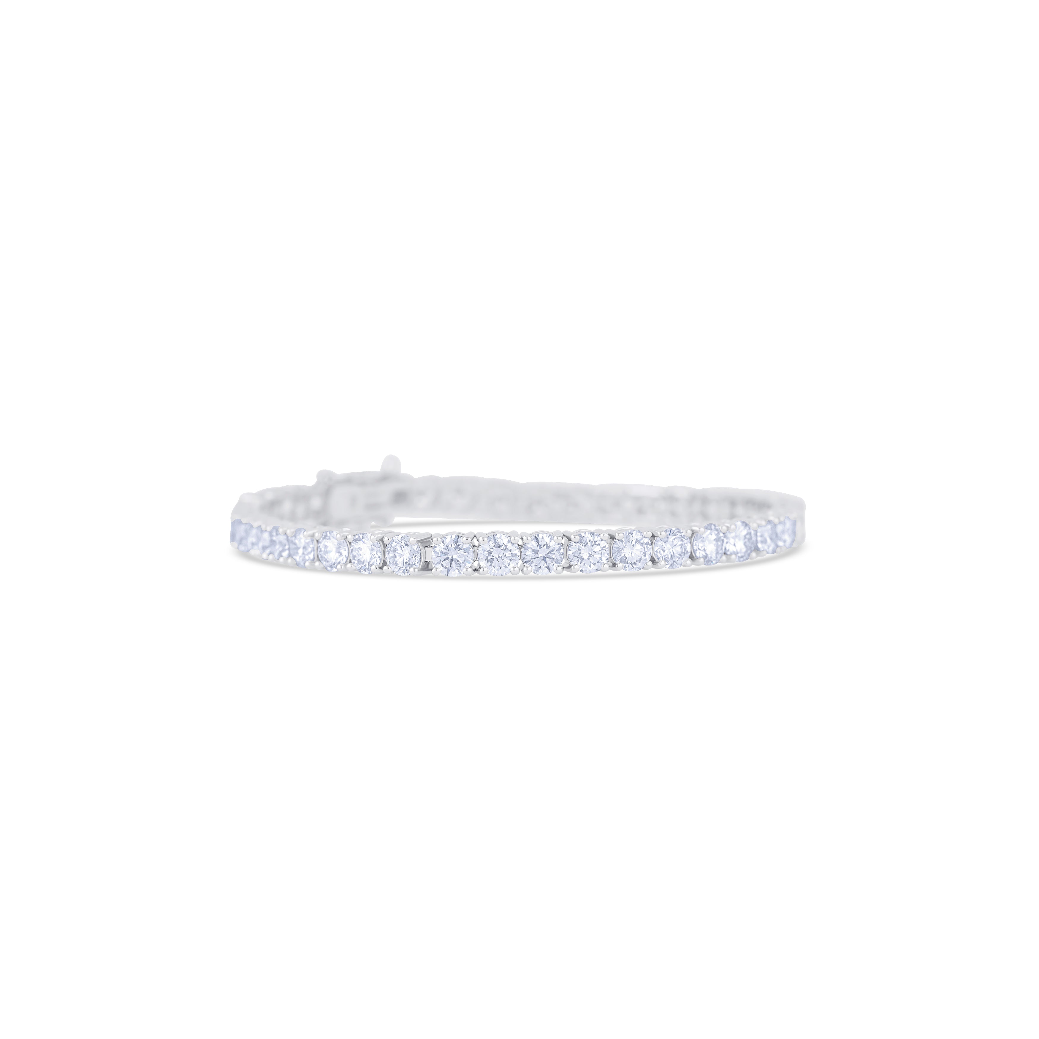 14K White Gold Round Cut Diamond Tennis Bracelet