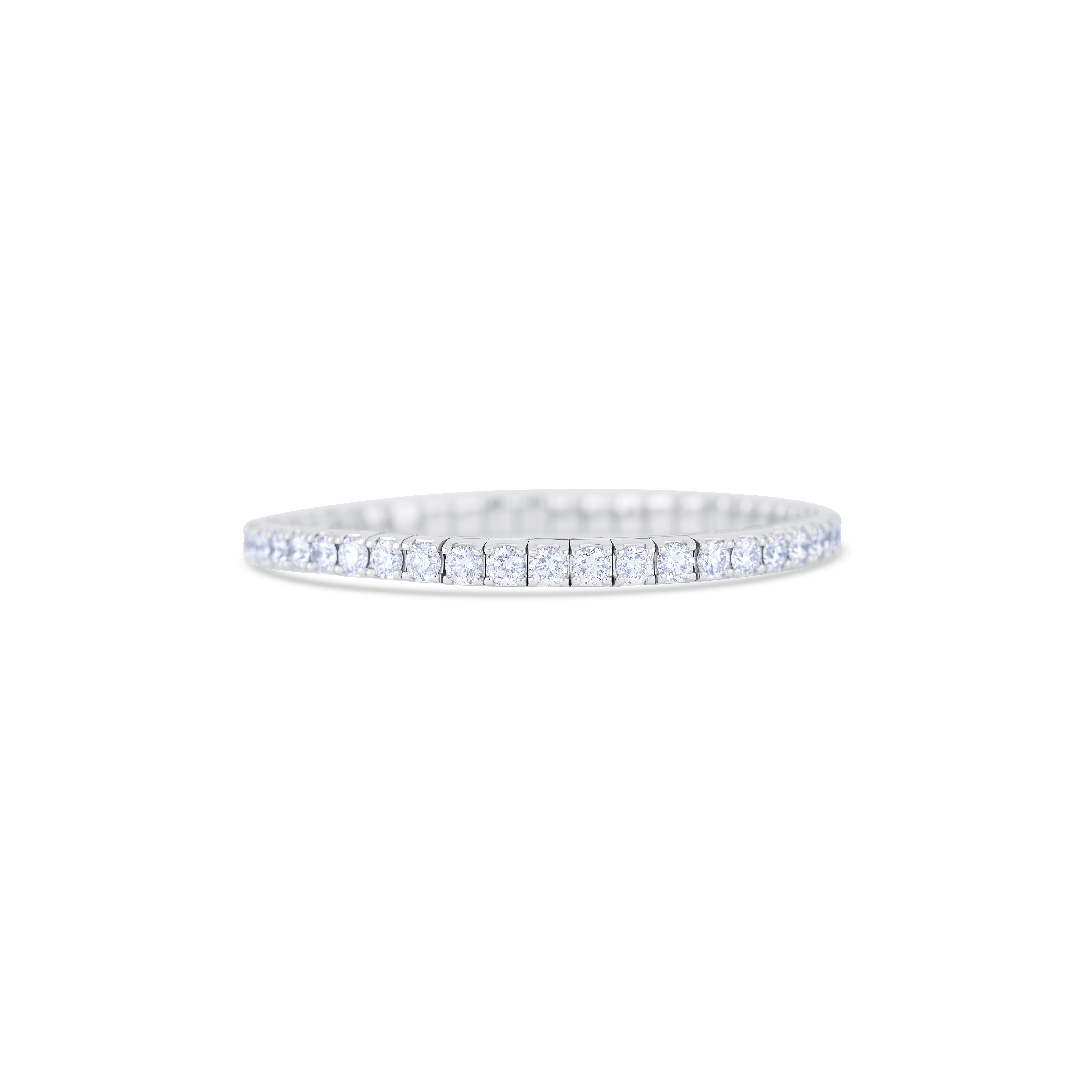 14K White Gold Round Cut Diamond Flex Bracelet
