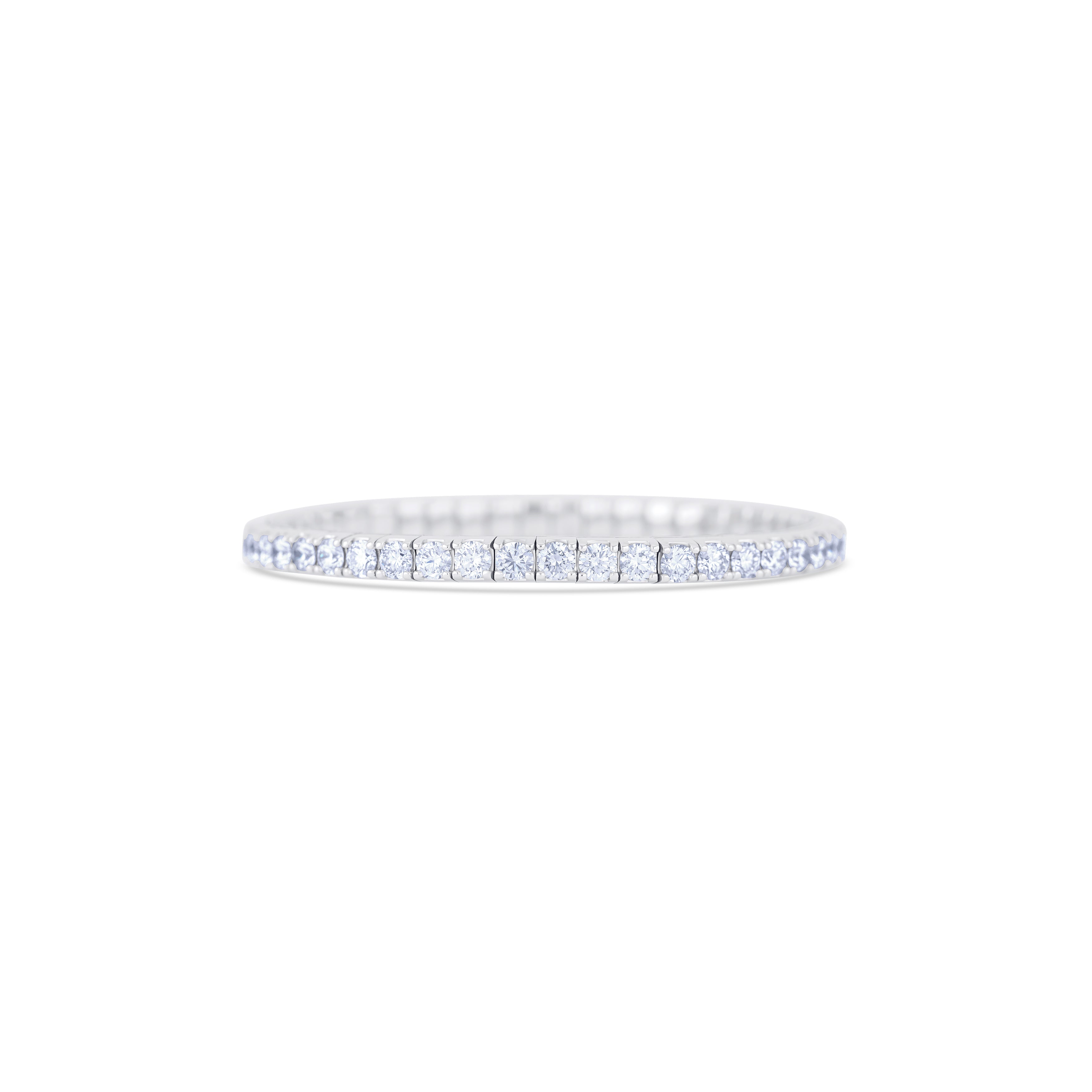 14K White Gold Round Cut Diamond Flex Bracelet