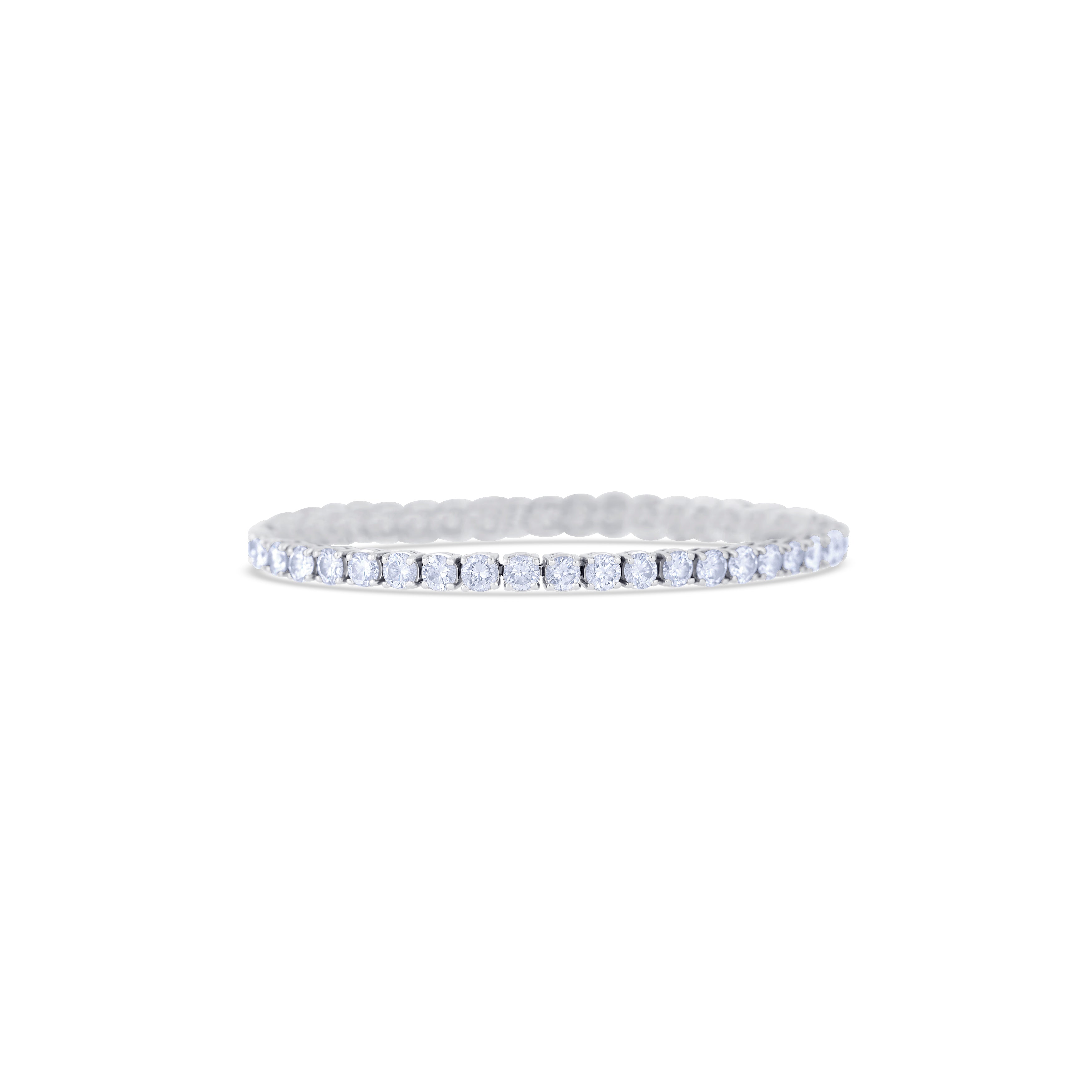 14K White Gold Round Cut Diamond Tennis Bracelet
