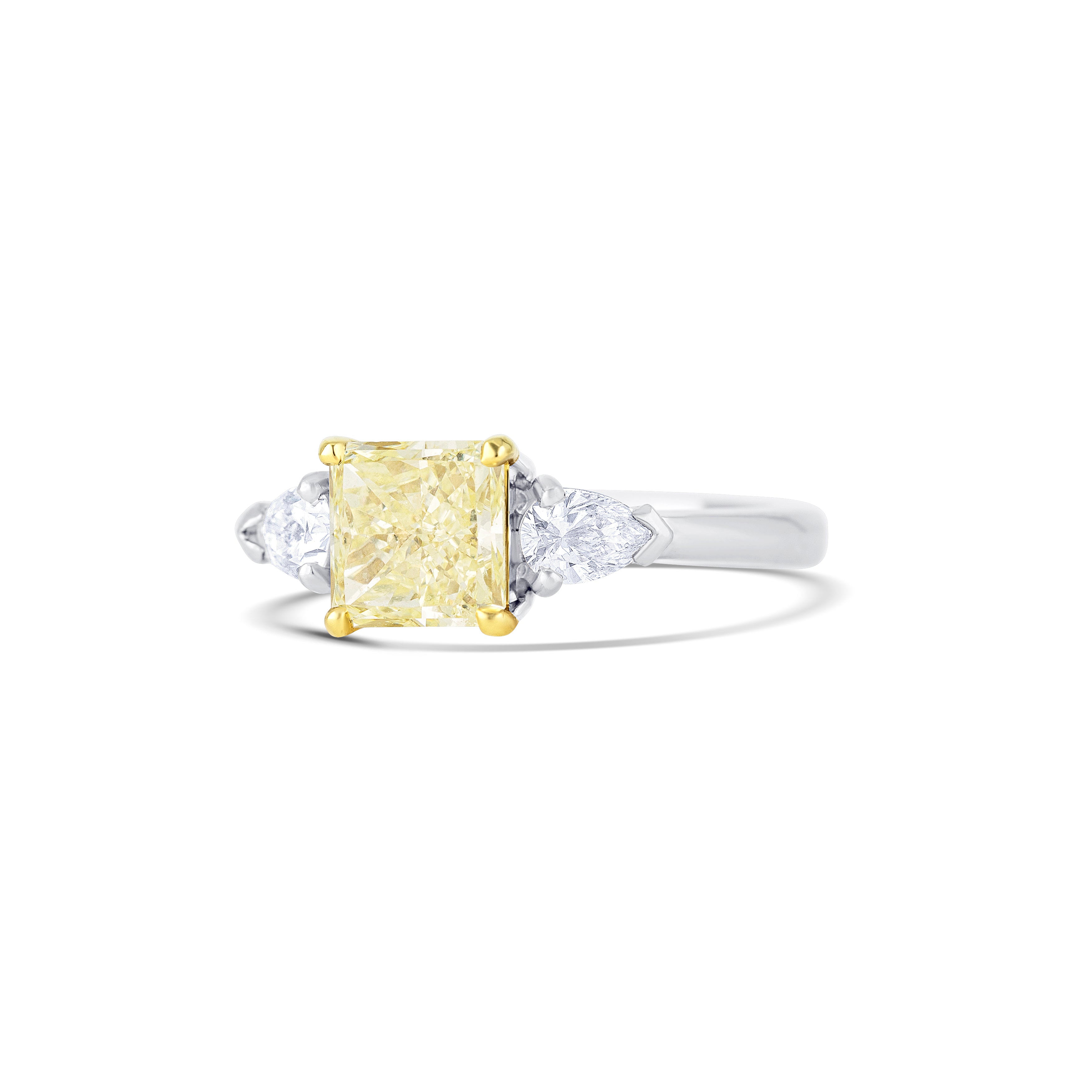 Platinum & 18K Yellow Gold Radiant Fancy Yellow Diamond Engagement Ring