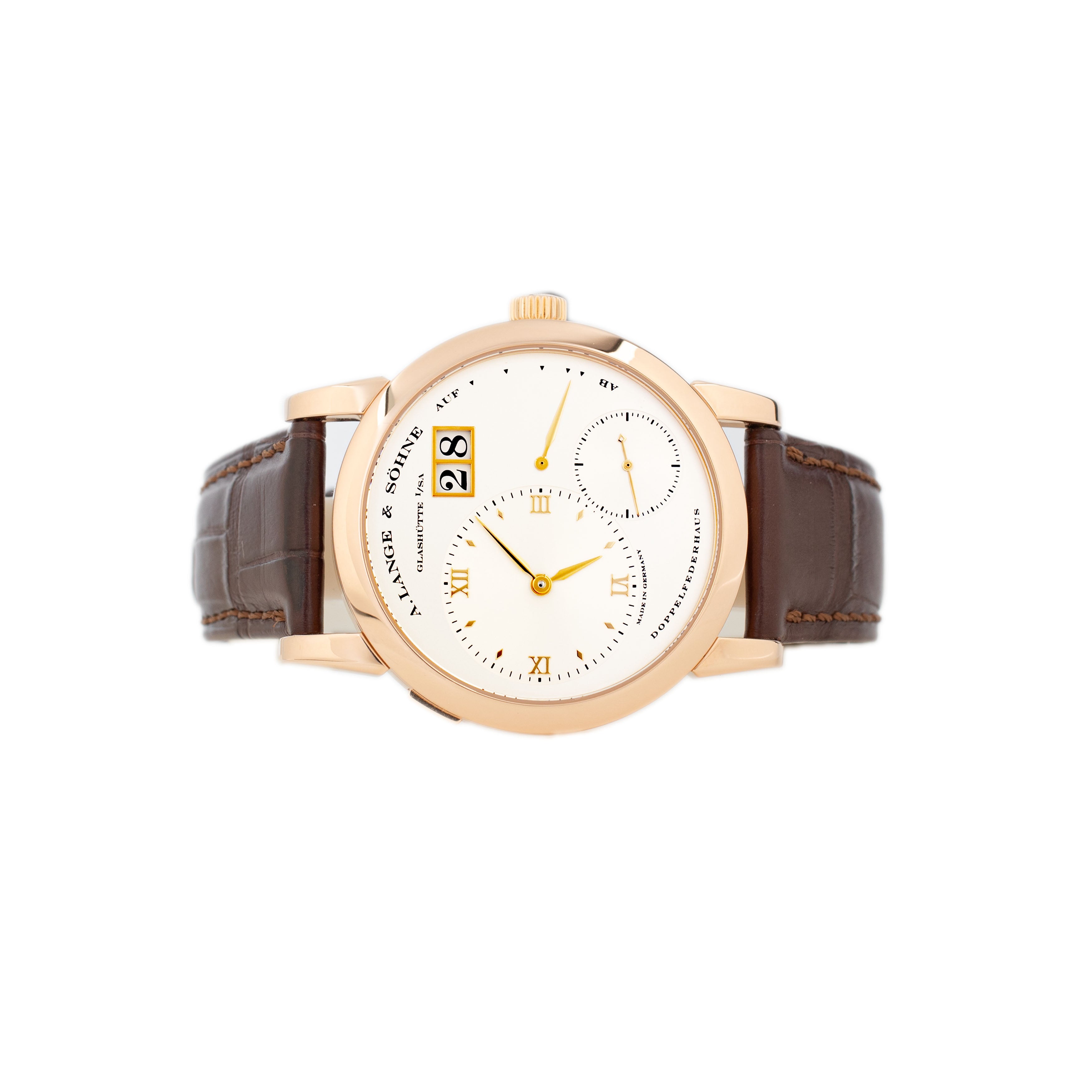 A. Lange & Sohne Lange 1 Rose Gold Silver Dial 38.5mm 101.032