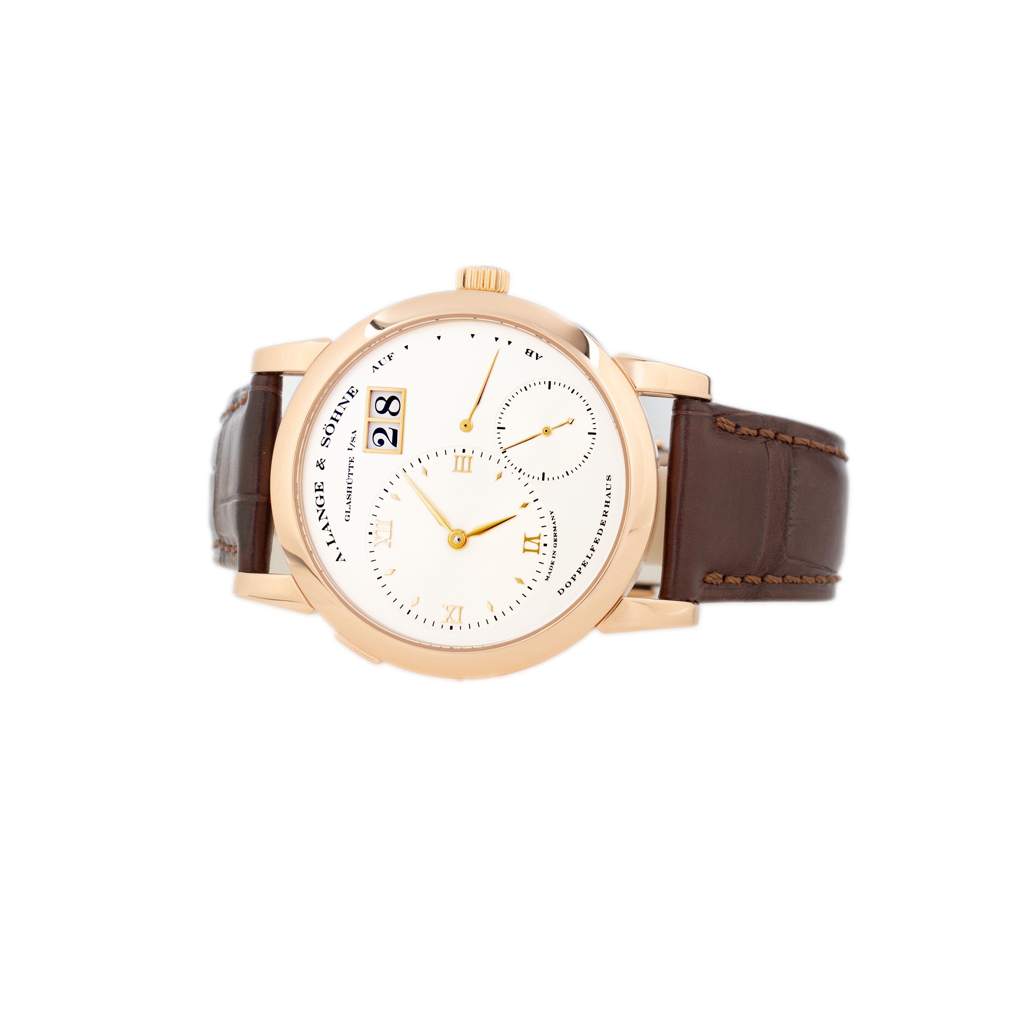 A. Lange & Sohne Lange 1 Rose Gold Silver Dial 38.5mm 101.032
