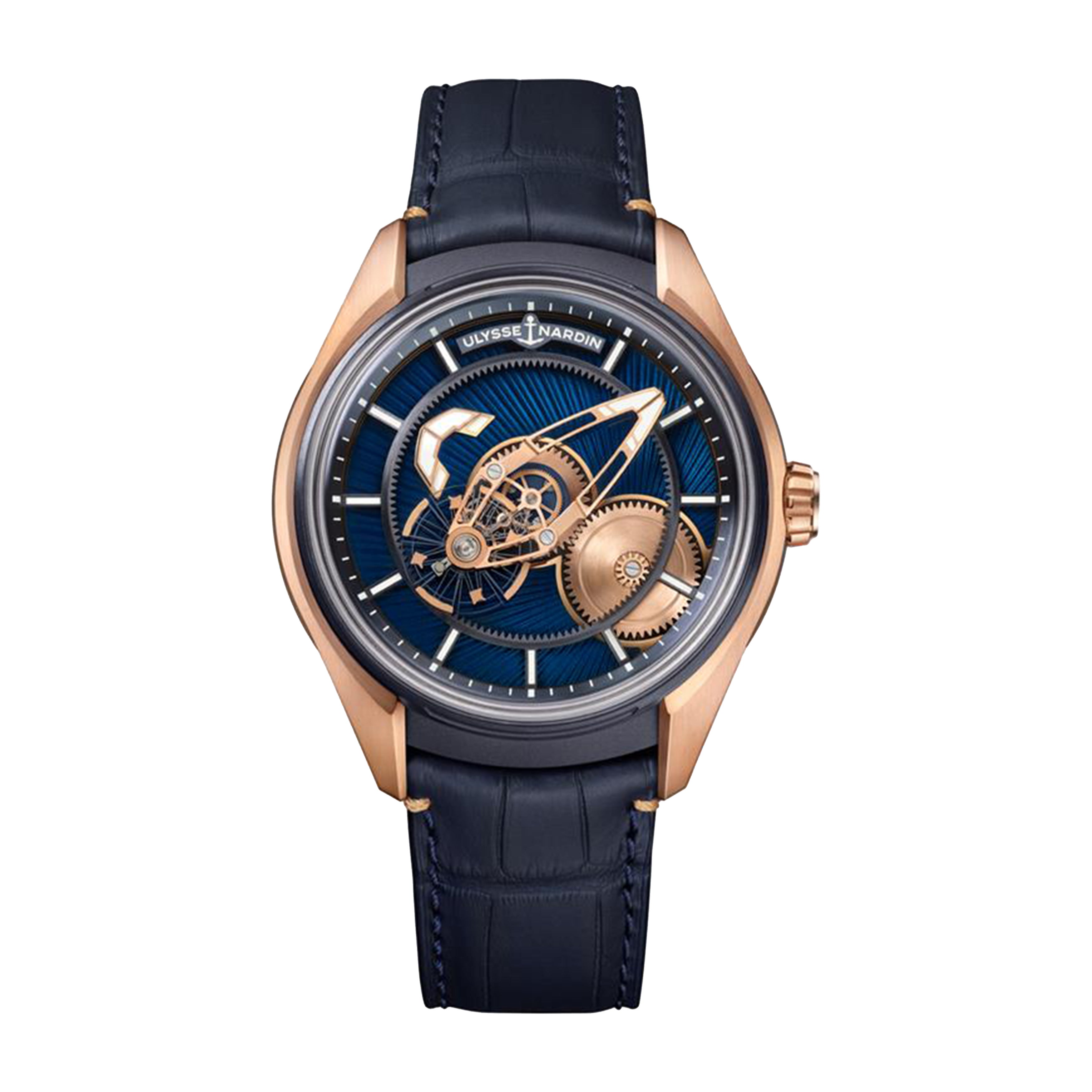 Ulysse Nardin Freak X Gold Enamel Watch, 43mm Blue Dial, 2305-270LE-3AE-BLUE/1A