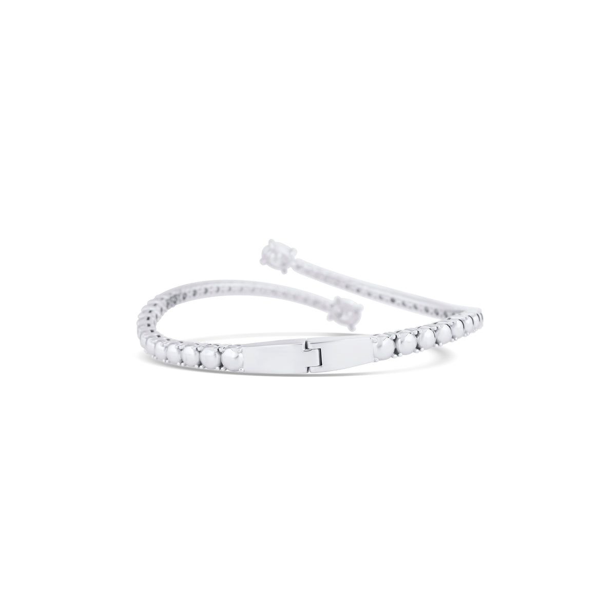 18k White Gold Oval and Round Diamond Bypass Cuff Bracelet