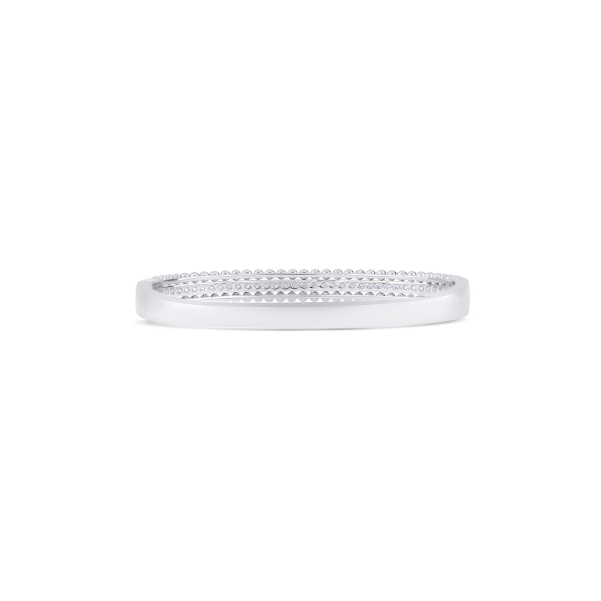 18k White Gold Diamond and Bead Three Row Bangle Bracelet