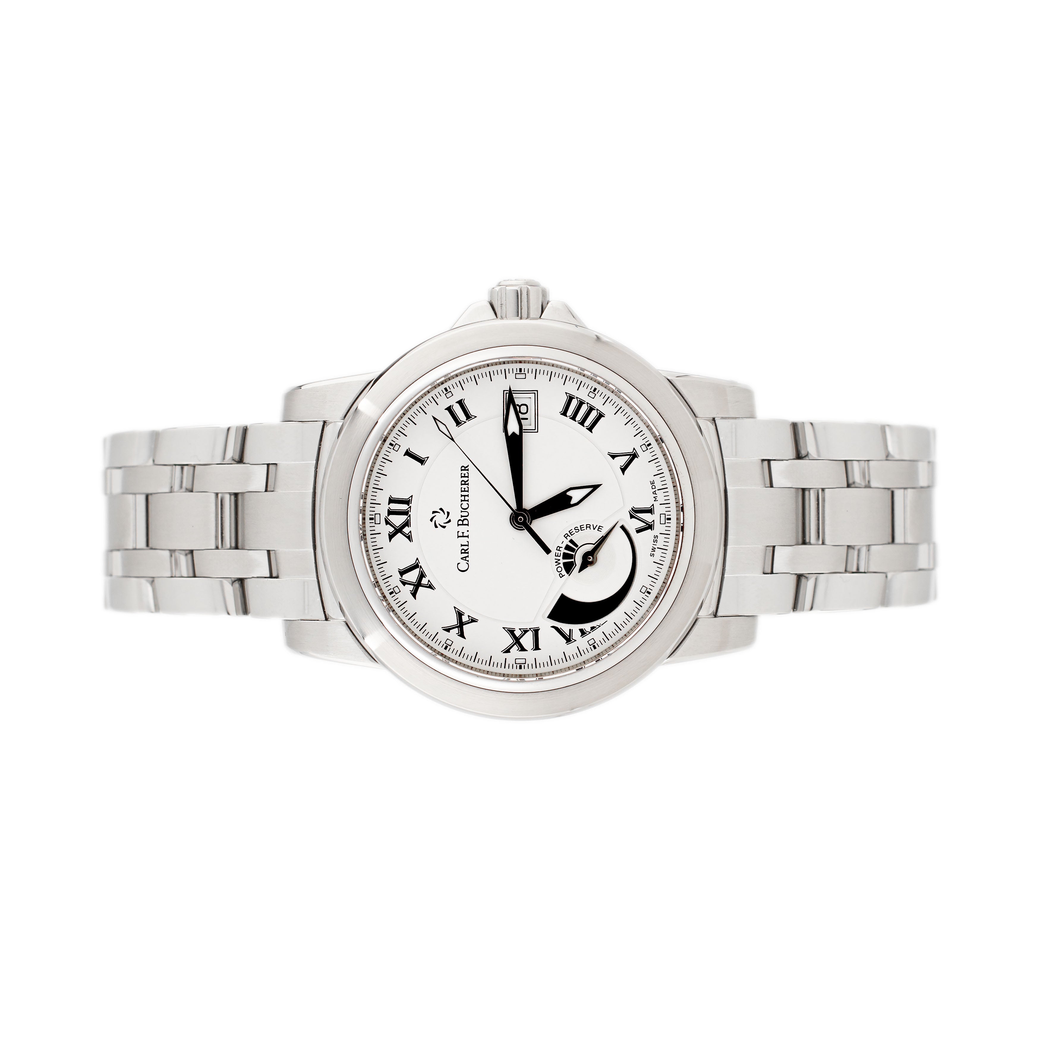 Carl F. Bucherer Patravi Power Reserve Date Stainless Steel White Dial 38.5mm 10616.08A