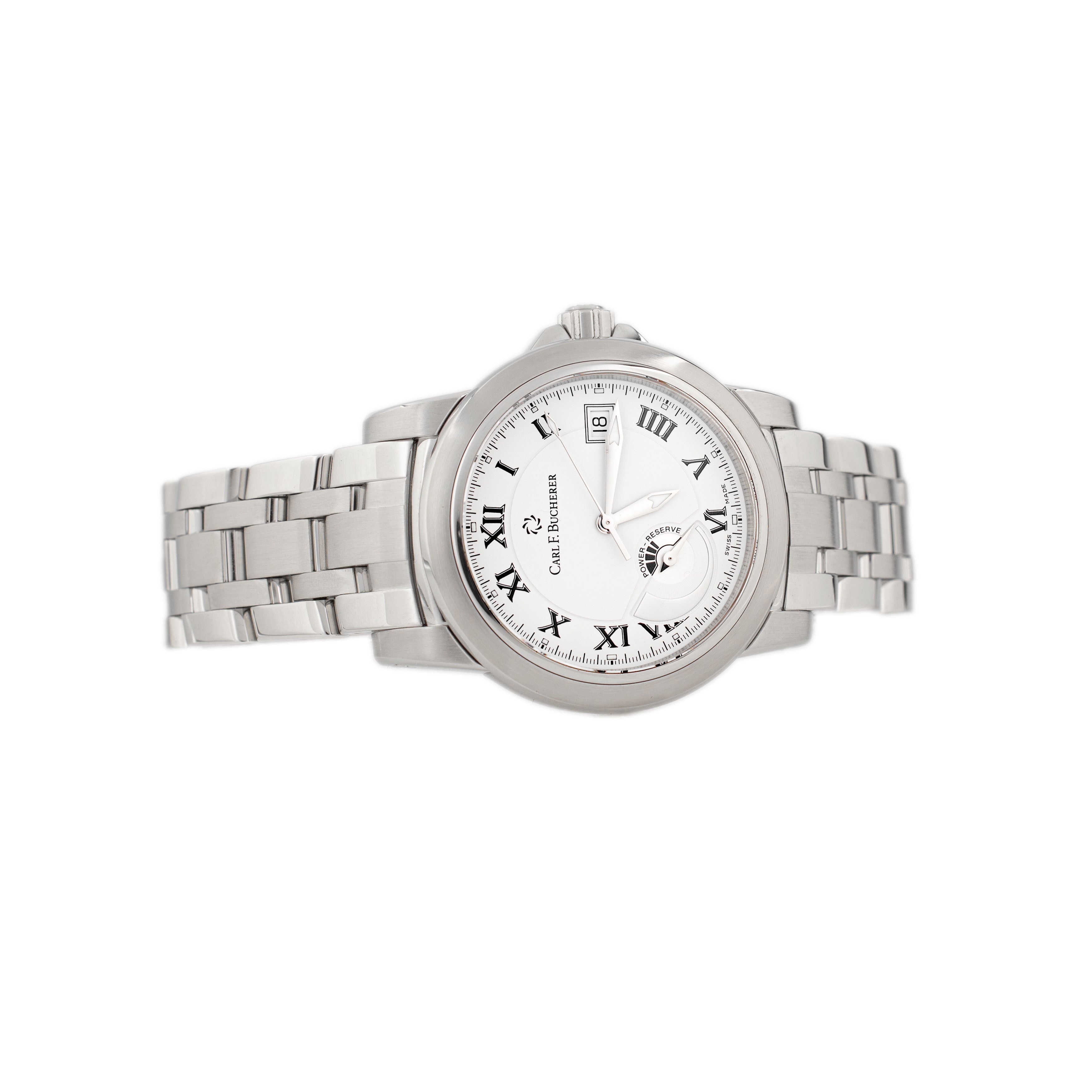 Carl F. Bucherer Patravi Power Reserve Date Stainless Steel White Dial 38.5mm 10616.08A