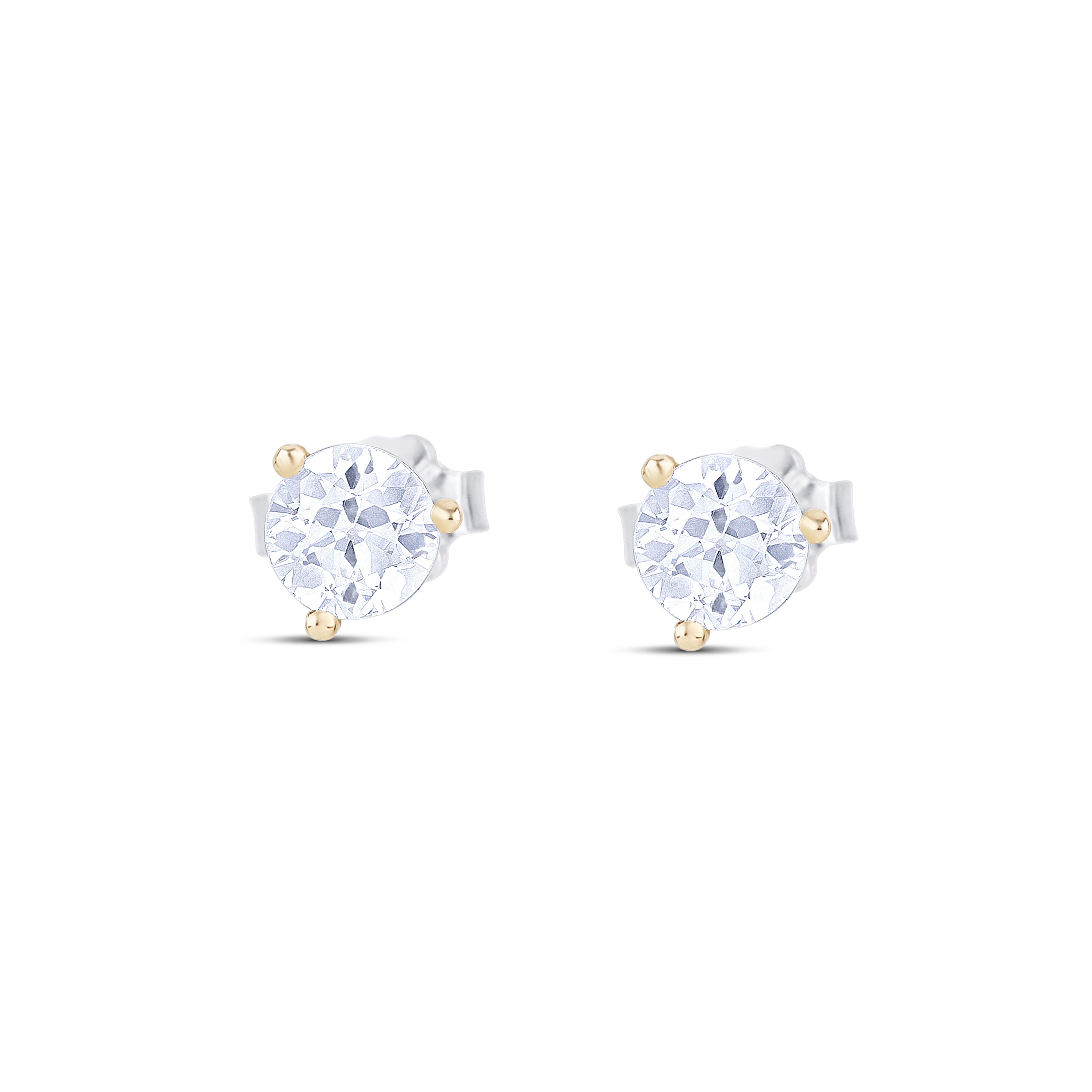 18K White Gold Round Cut Diamond Stud Earrings