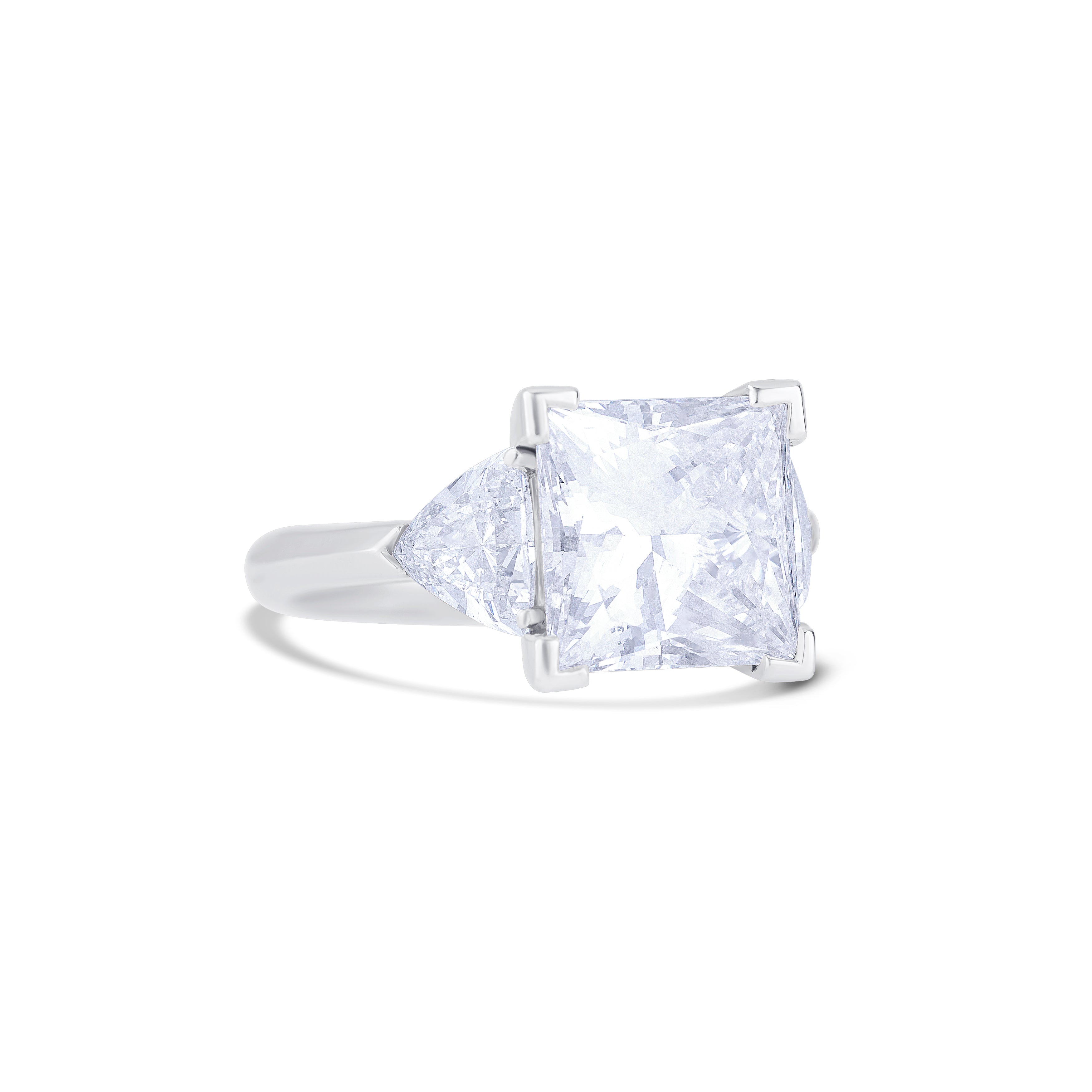 Platinum & 14K White Gold Brilliant Cut Diamond with Trillion Cut Side Stones Engagement Ring