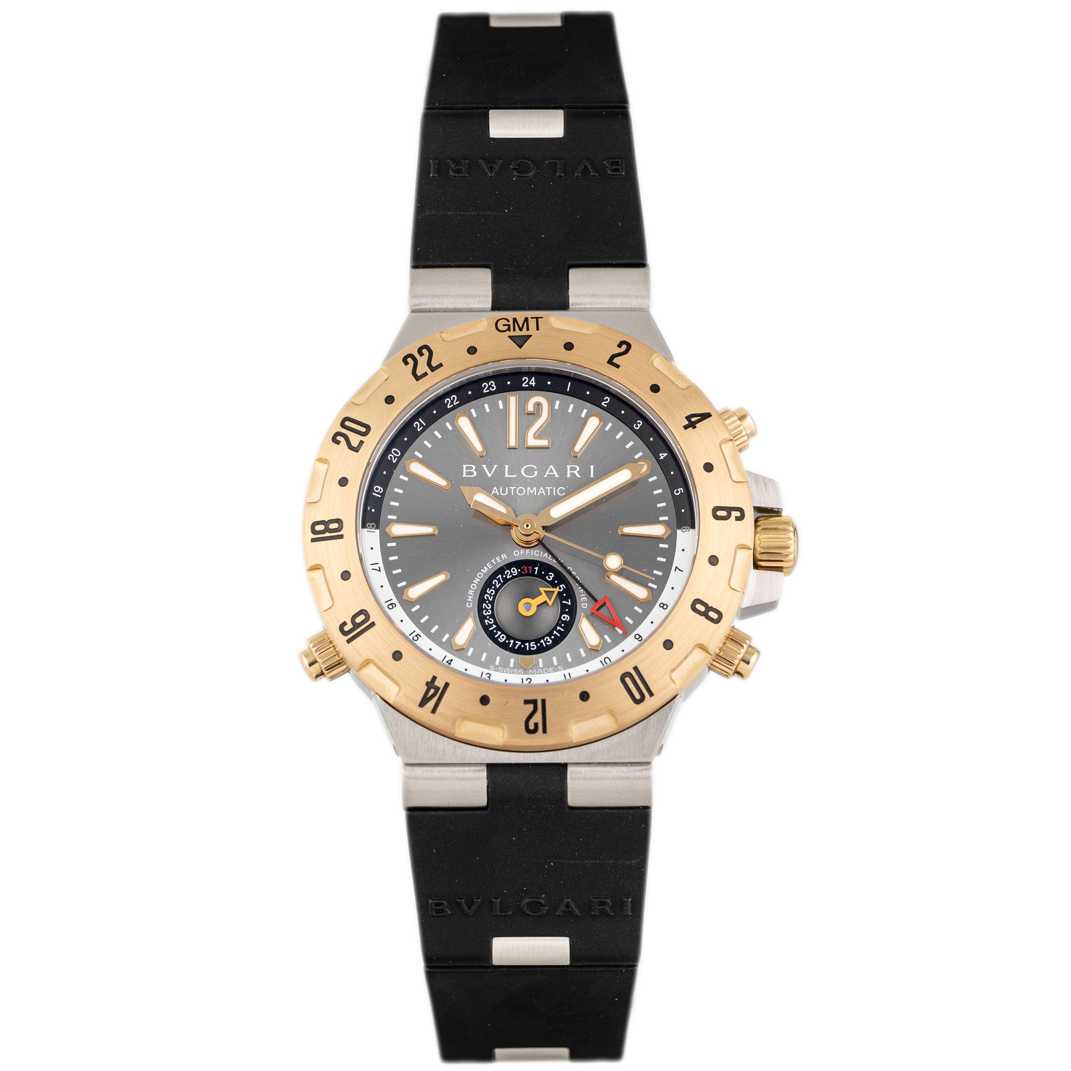 Bulgari Diagono Professional GMT Stainless Steel And Yellow Gold Gray Dial 40mm GMT 40 SG