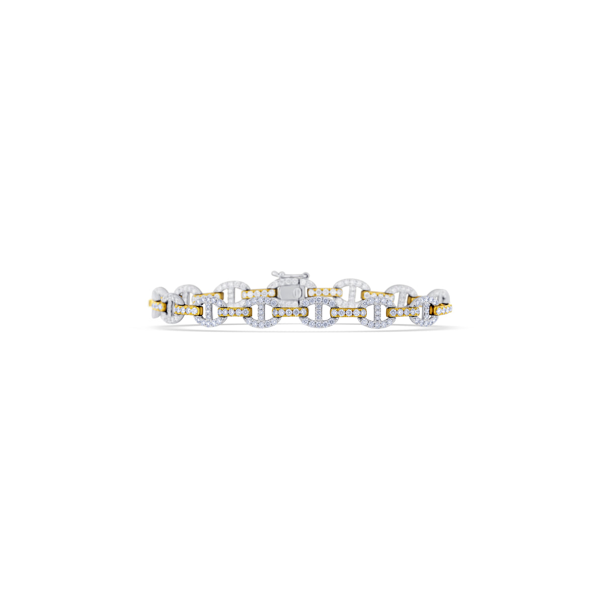 18k White Gold and 18k Yellow Gold Diamond Anchor Link Bracelet