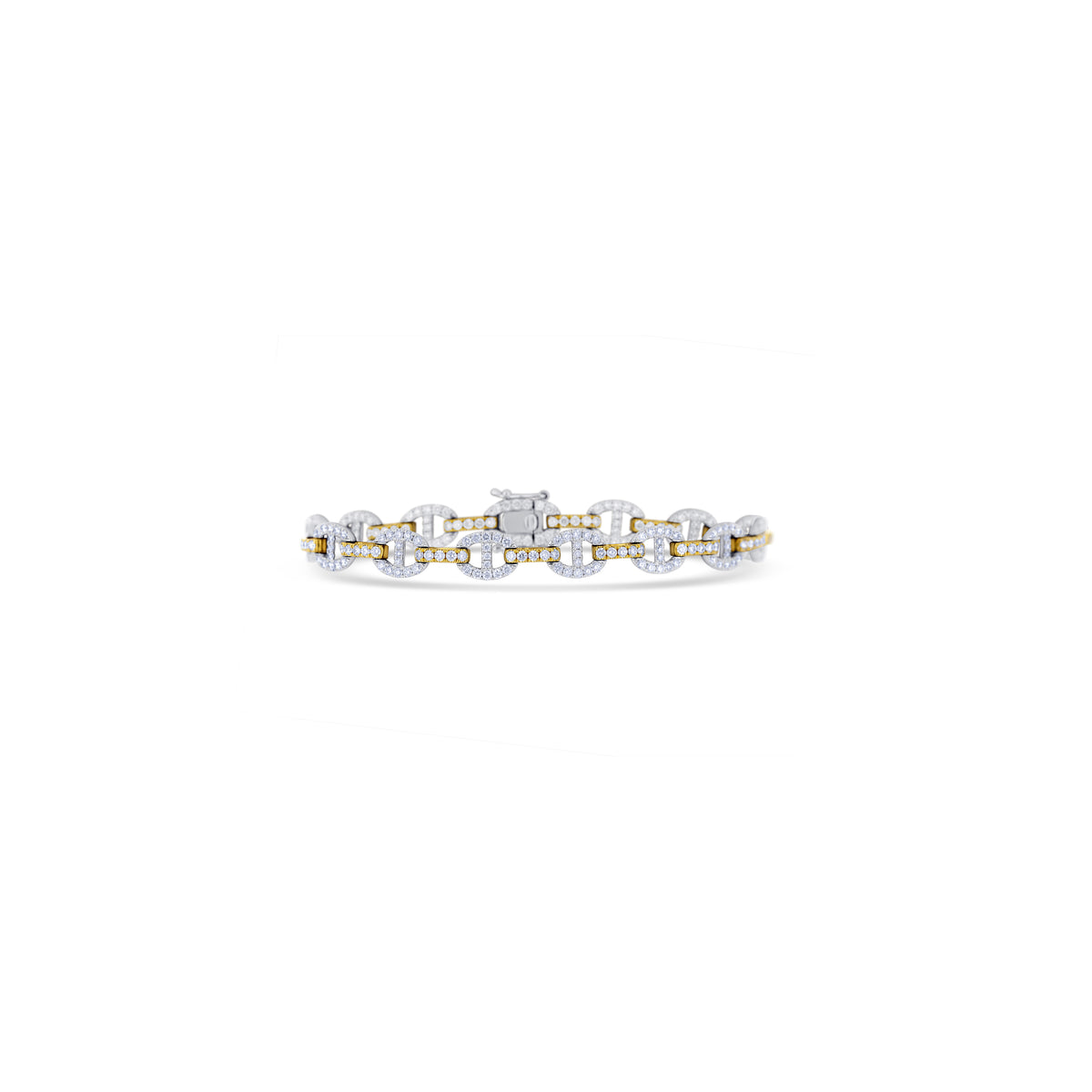 18k White Gold and 18k Yellow Gold Diamond Anchor Link Bracelet