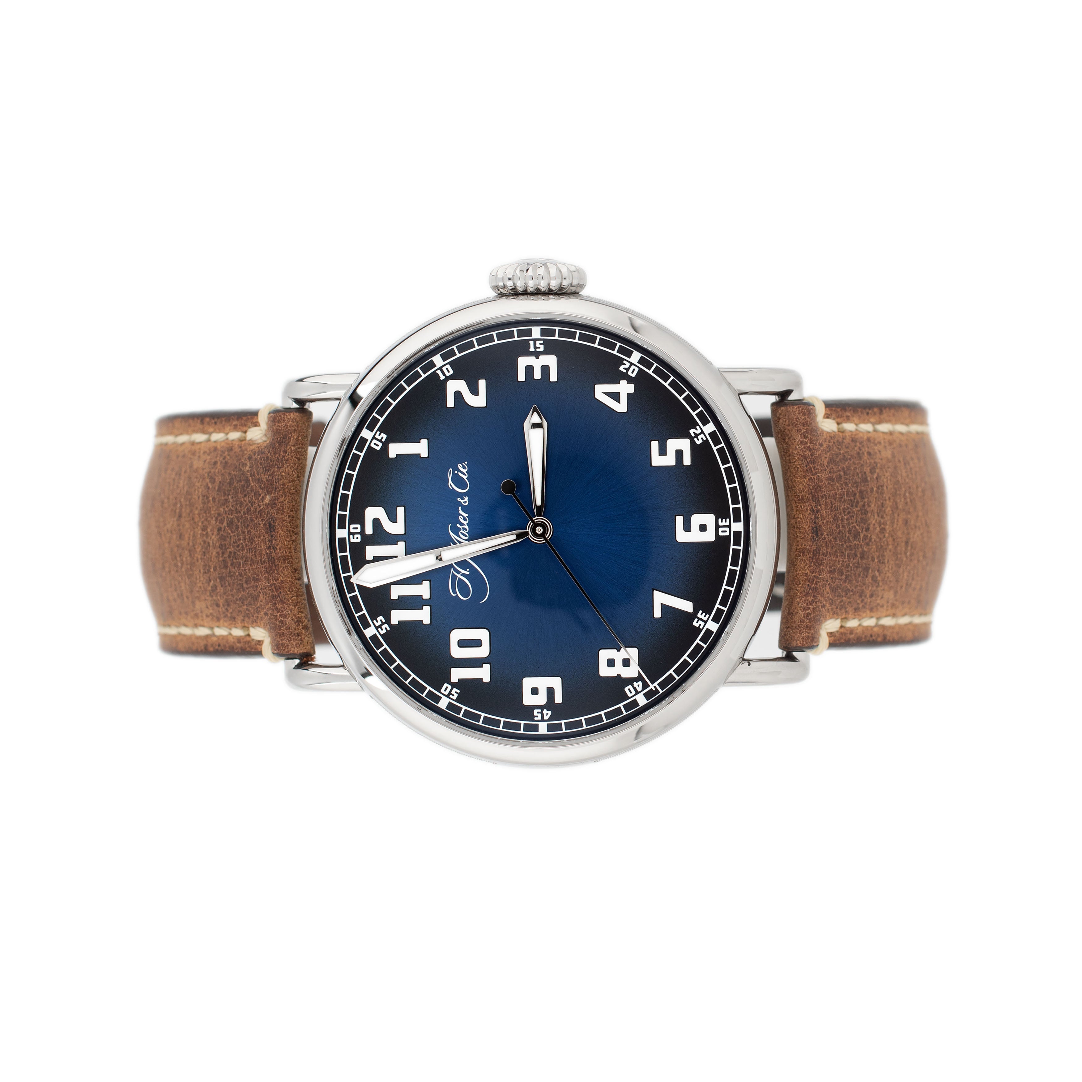 H. Moser & Cie. Heritage Centre Seconds Stainless Steel Blue Dial 42mm 8200-1201 Full Set