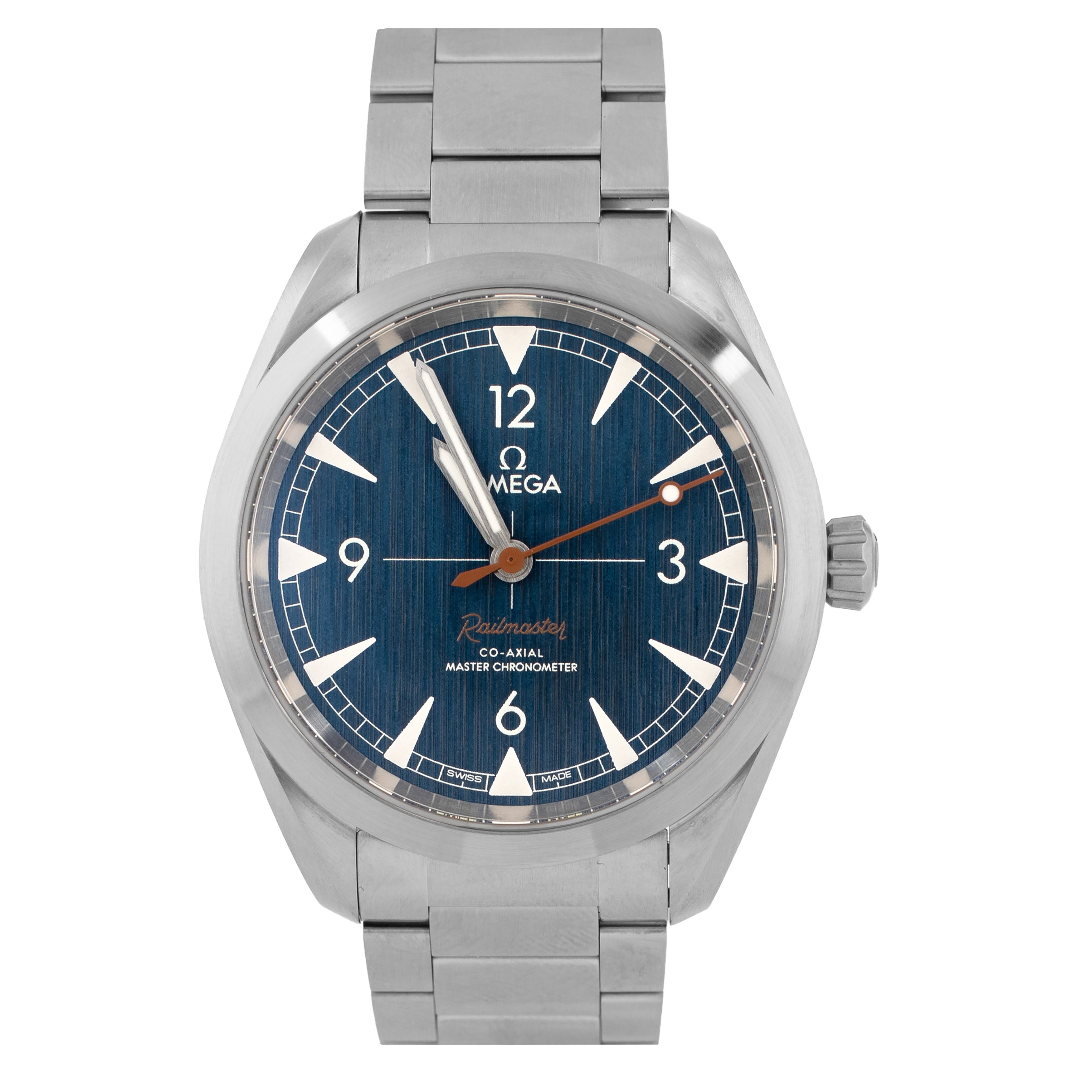 Omega Seamaster Railmaster Stainless Steel Blue Dial 40mm 220.10.40.20.03.001 Full Set