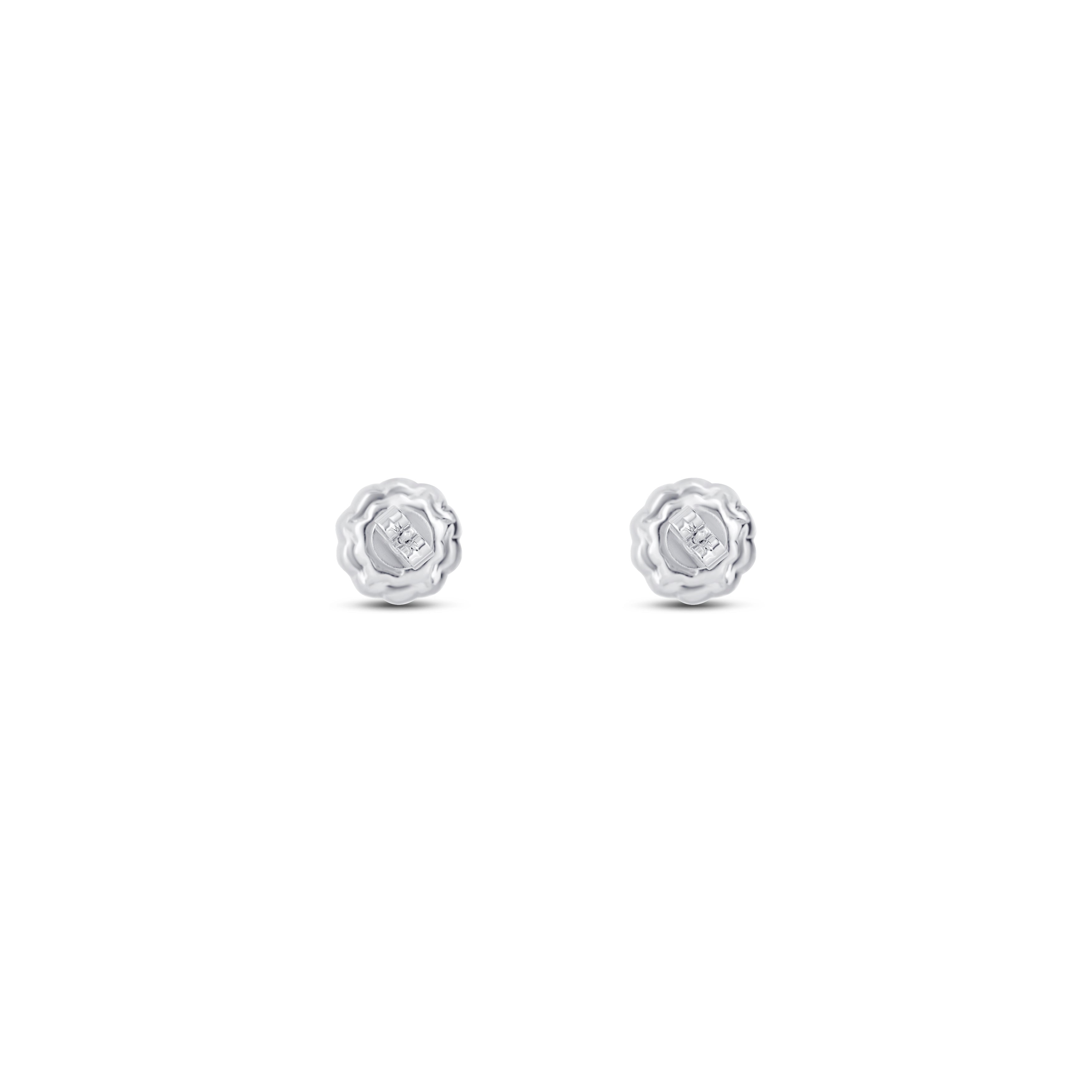 18K White Gold Sapphire & Diamond Flower Stud Earrings