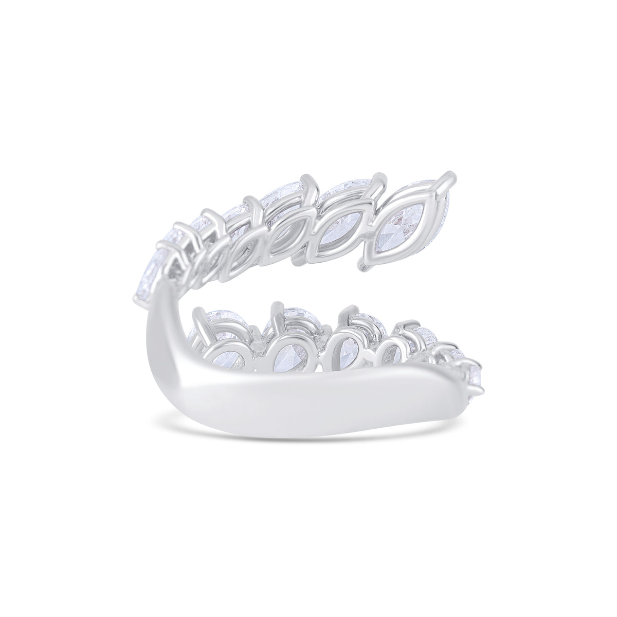 18k White Gold Pear and Marquise Diamond Bypass Ring