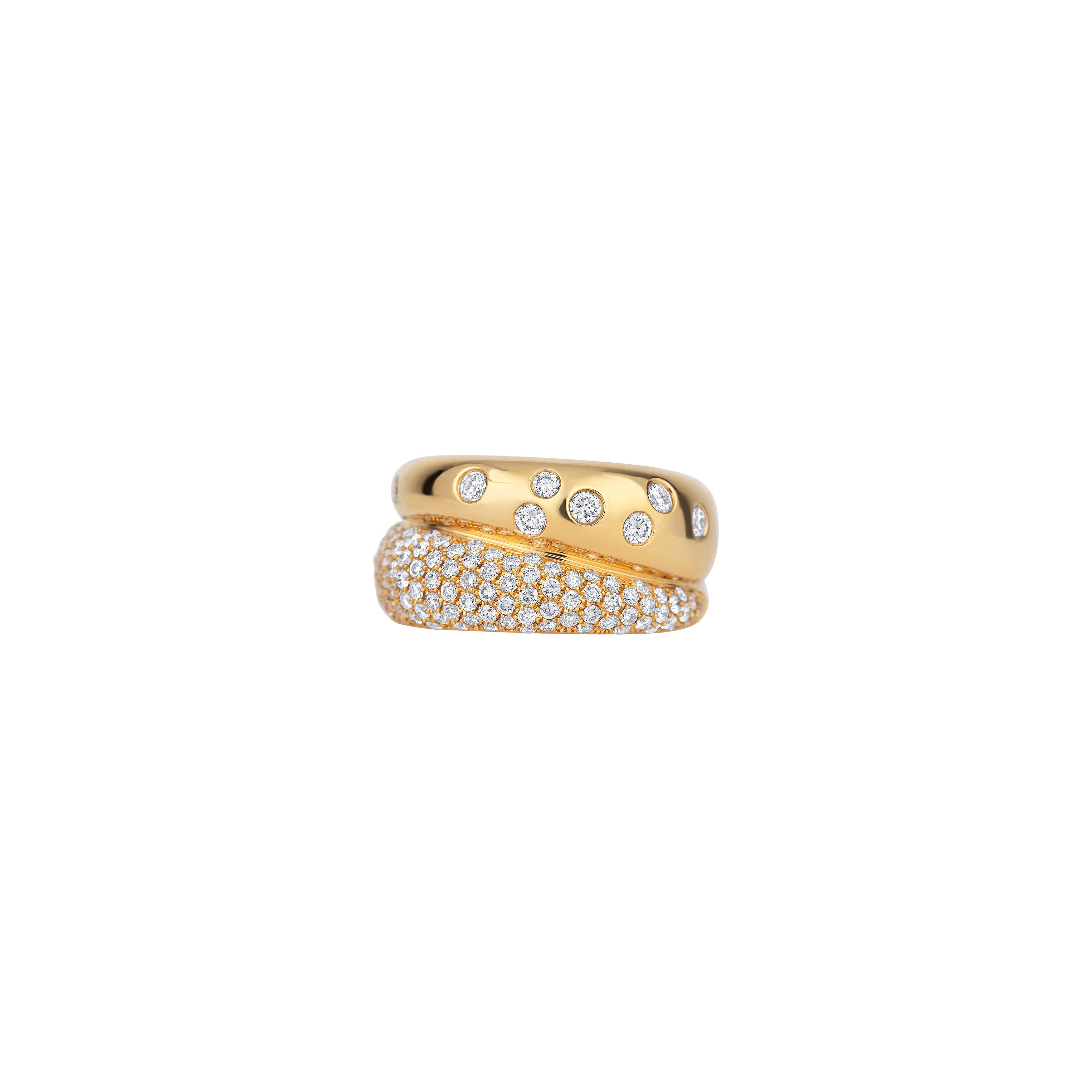 18K Yellow Gold Pave Diamond Inlay Split Ring