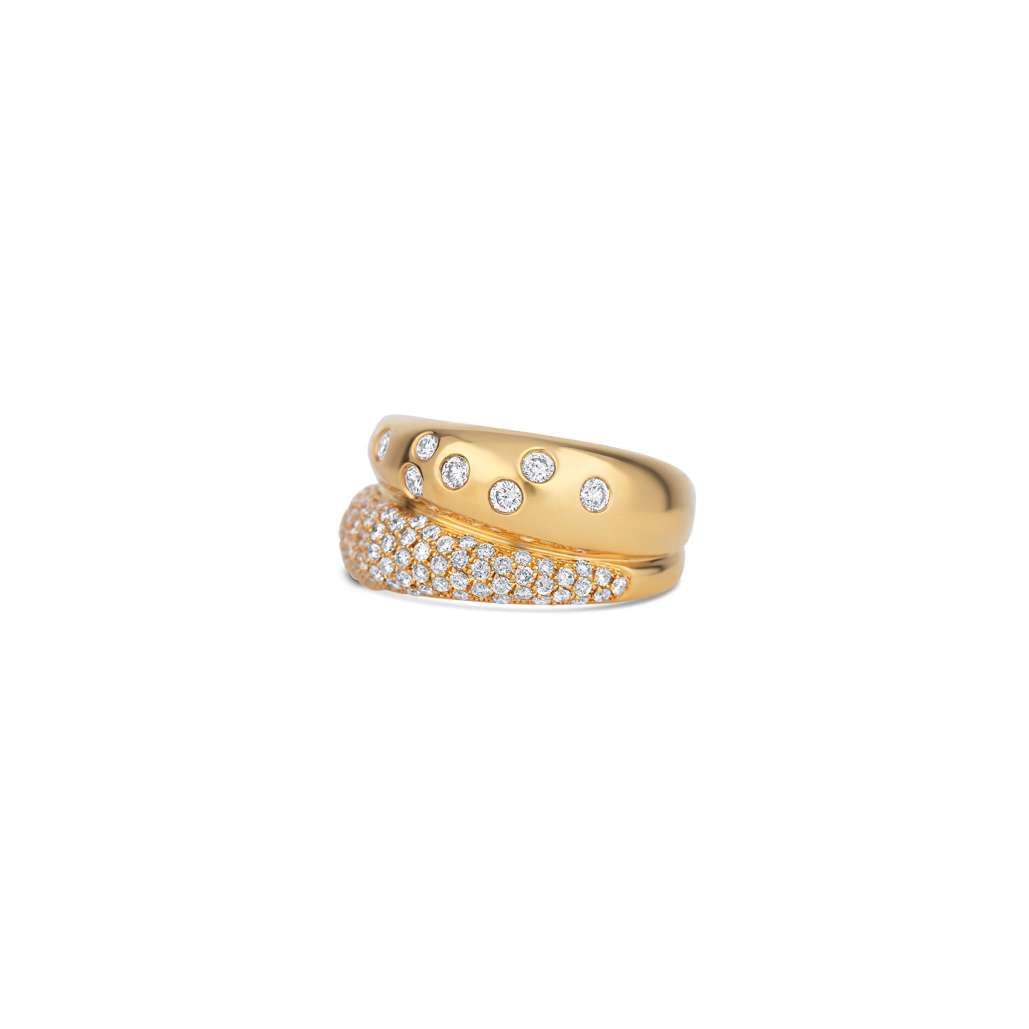18K Yellow Gold Pave Diamond Inlay Split Ring