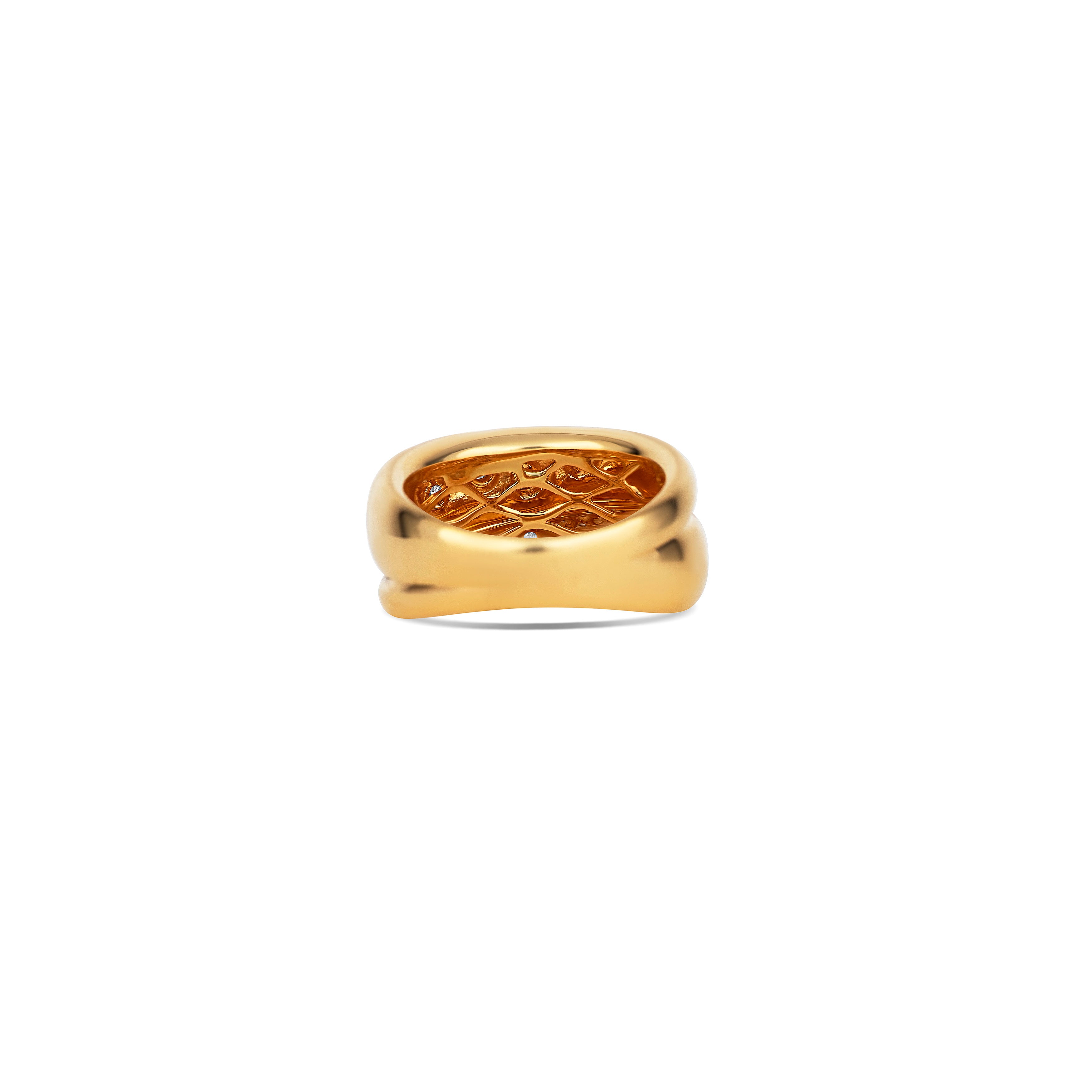 18K Yellow Gold Pave Diamond Inlay Split Ring