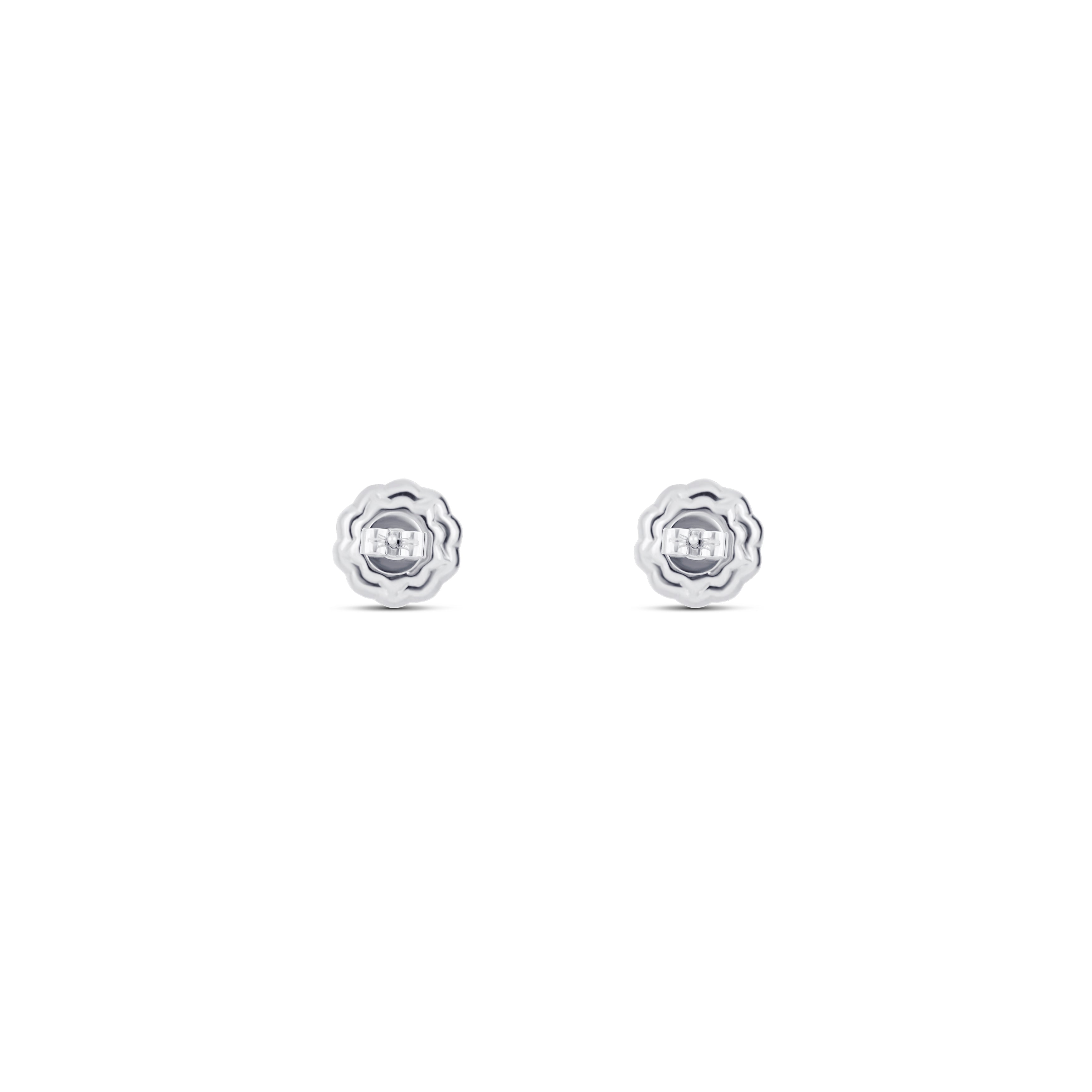 18K White Gold Emerald & Diamond Flower Stud Earrings