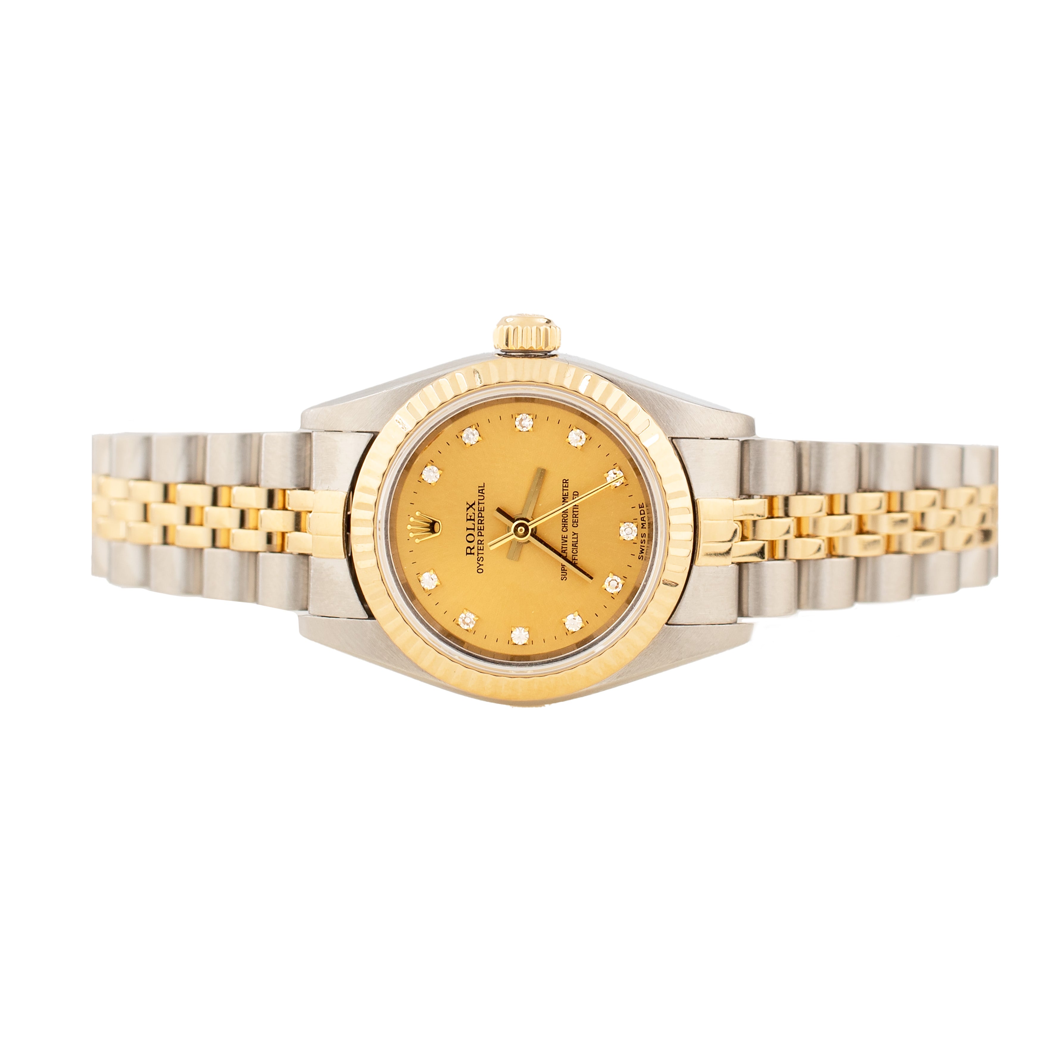 Rolex Oyster Perpetual Stainless Steel Yellow Gold Champagne Dial 42mm 76193 Full Set