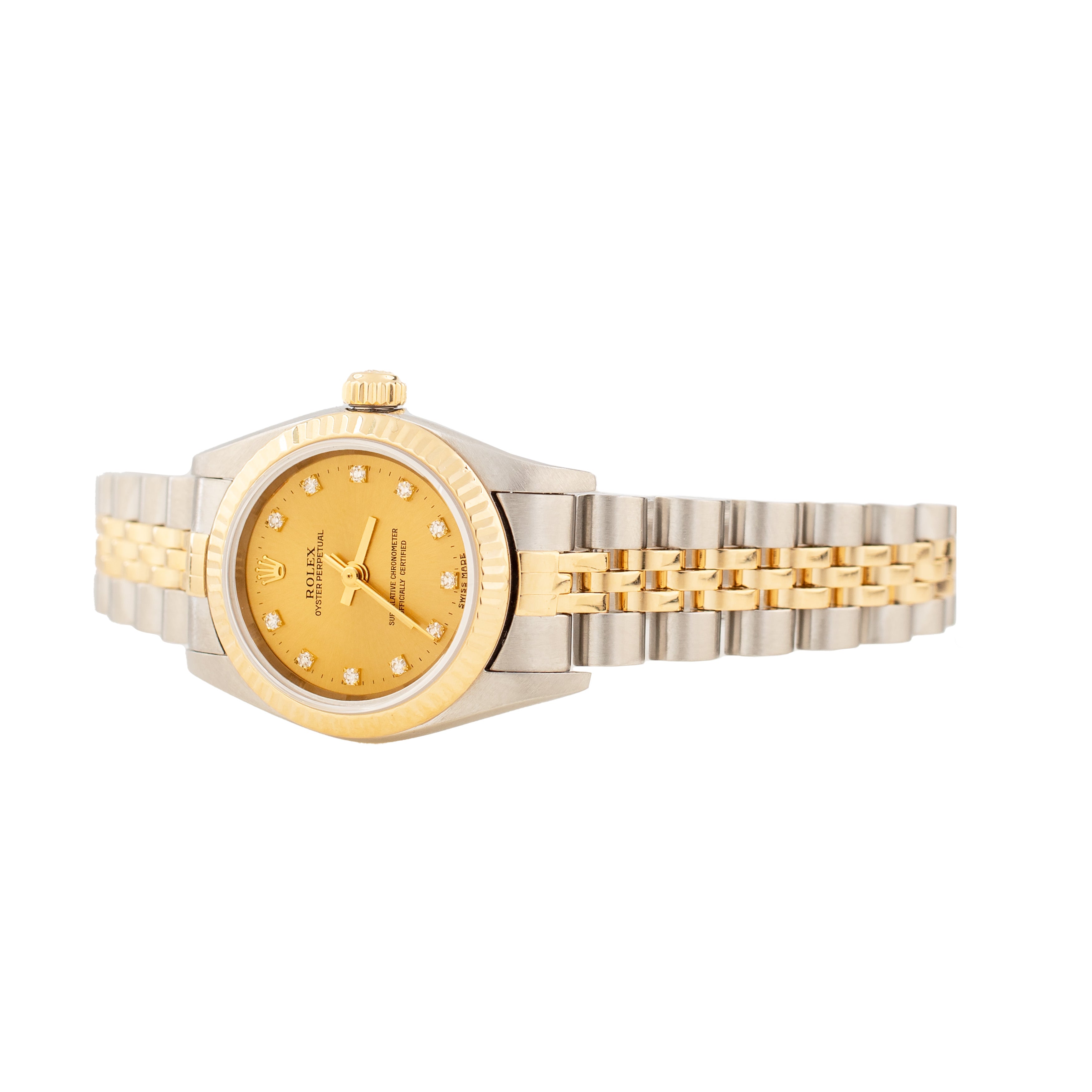 Rolex Oyster Perpetual Stainless Steel Yellow Gold Champagne Dial 42mm 76193 Full Set