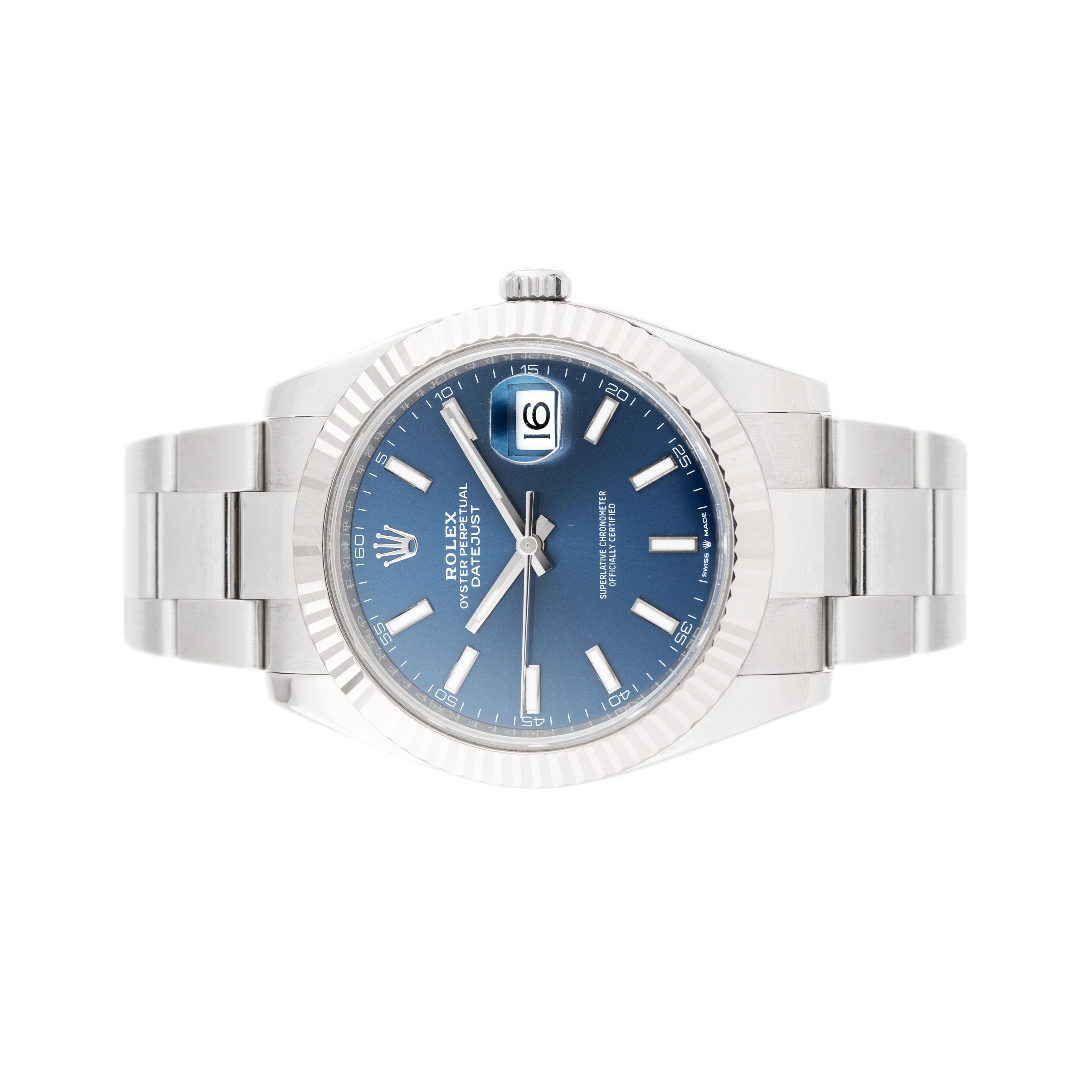 Rolex Datejust 41 Stainless Steel Blue Dial 41mm Fluted Oyster 126334 Full Set