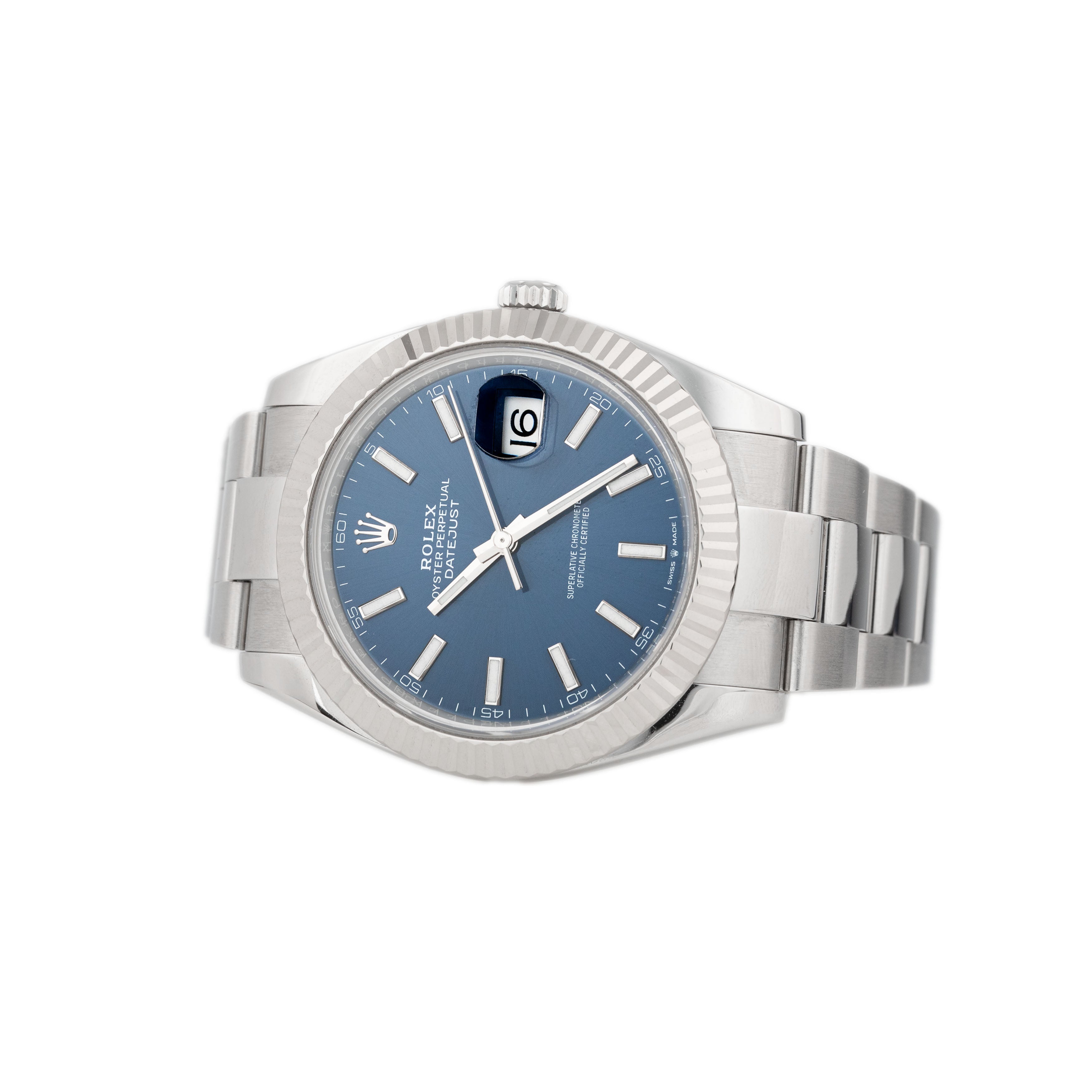 Rolex Datejust 41 Stainless Steel Blue Dial 41mm Fluted Oyster 126334 Full Set