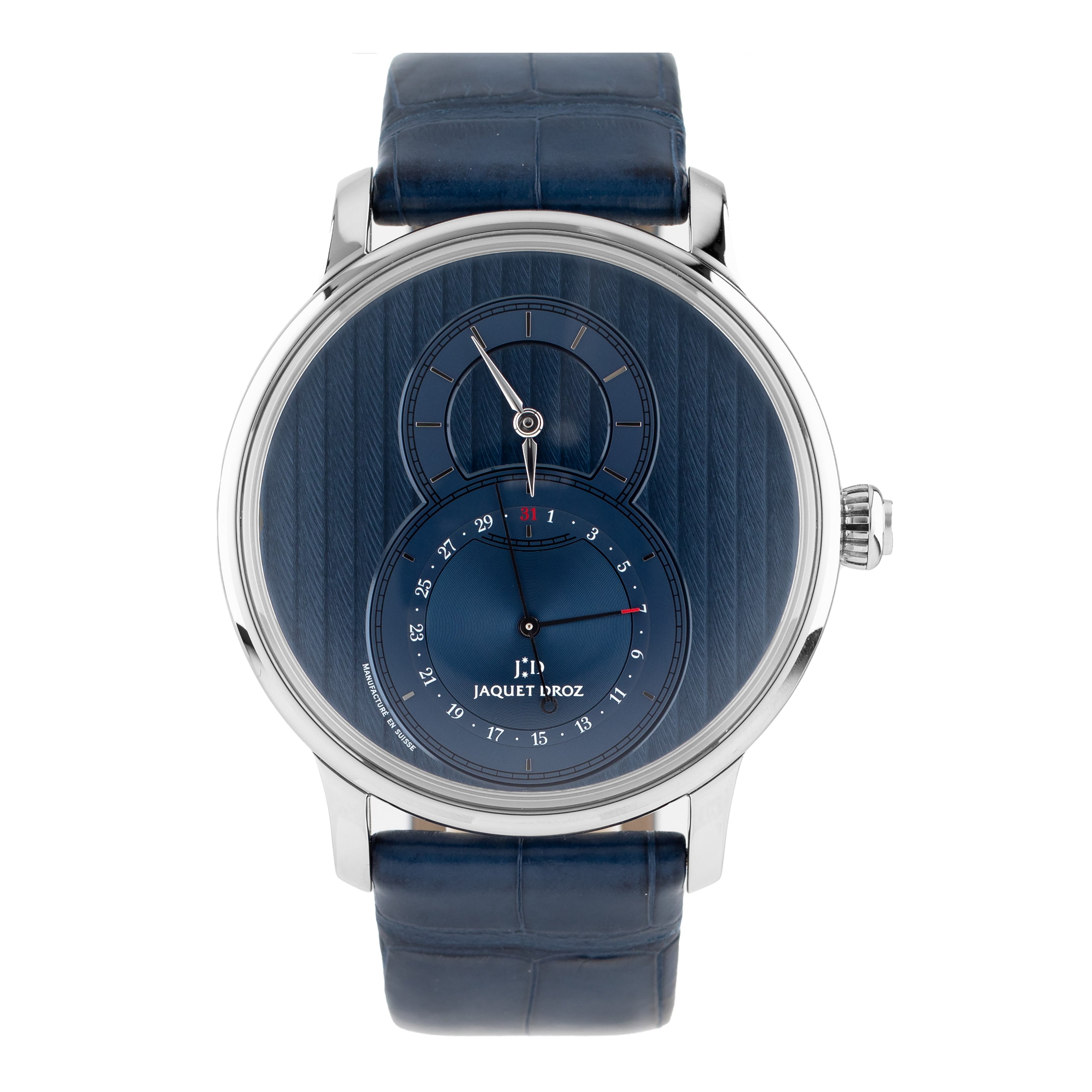 Jaquet Droz Grande Seconde Quantieme Cotes De Geneve Stainless Steel Blue Dial 43mm J007030245