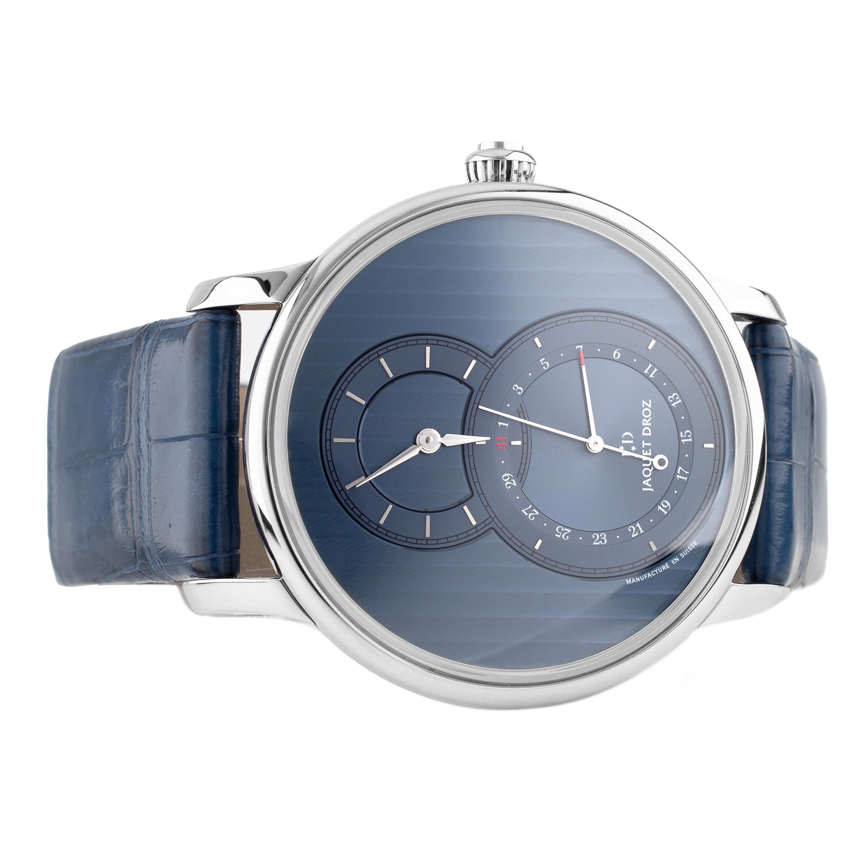 Jaquet Droz Grande Seconde Quantieme Cotes De Geneve Stainless Steel Blue Dial 43mm J007030245