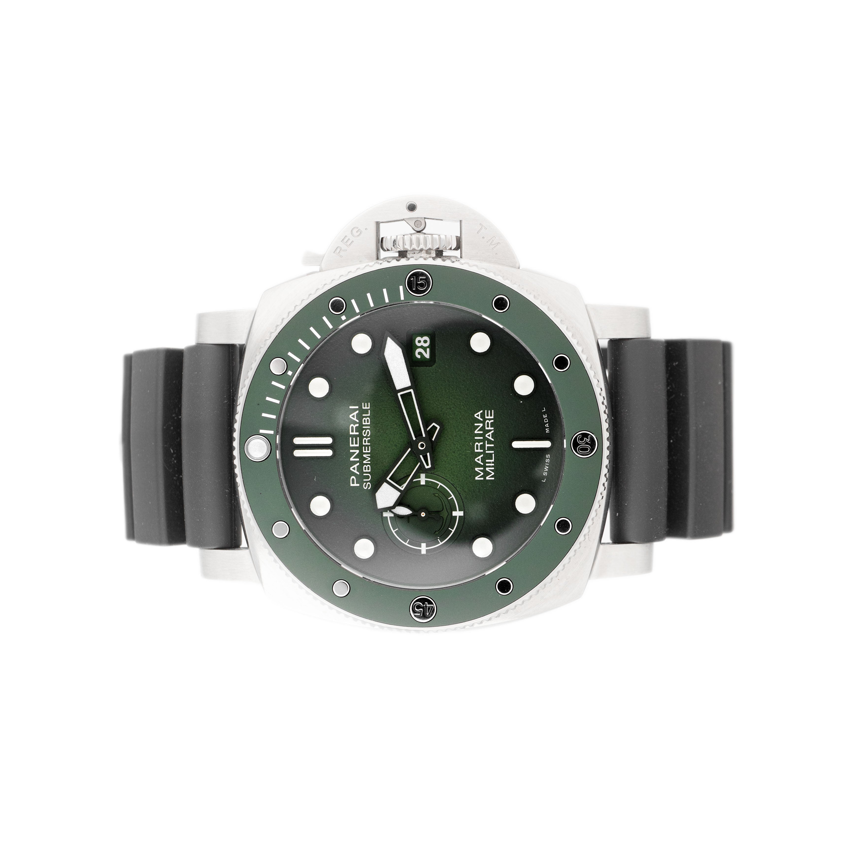 Panerai Submersible Marina Militare Stainless Steel Green Dial 44mm Pam01697 Full Set