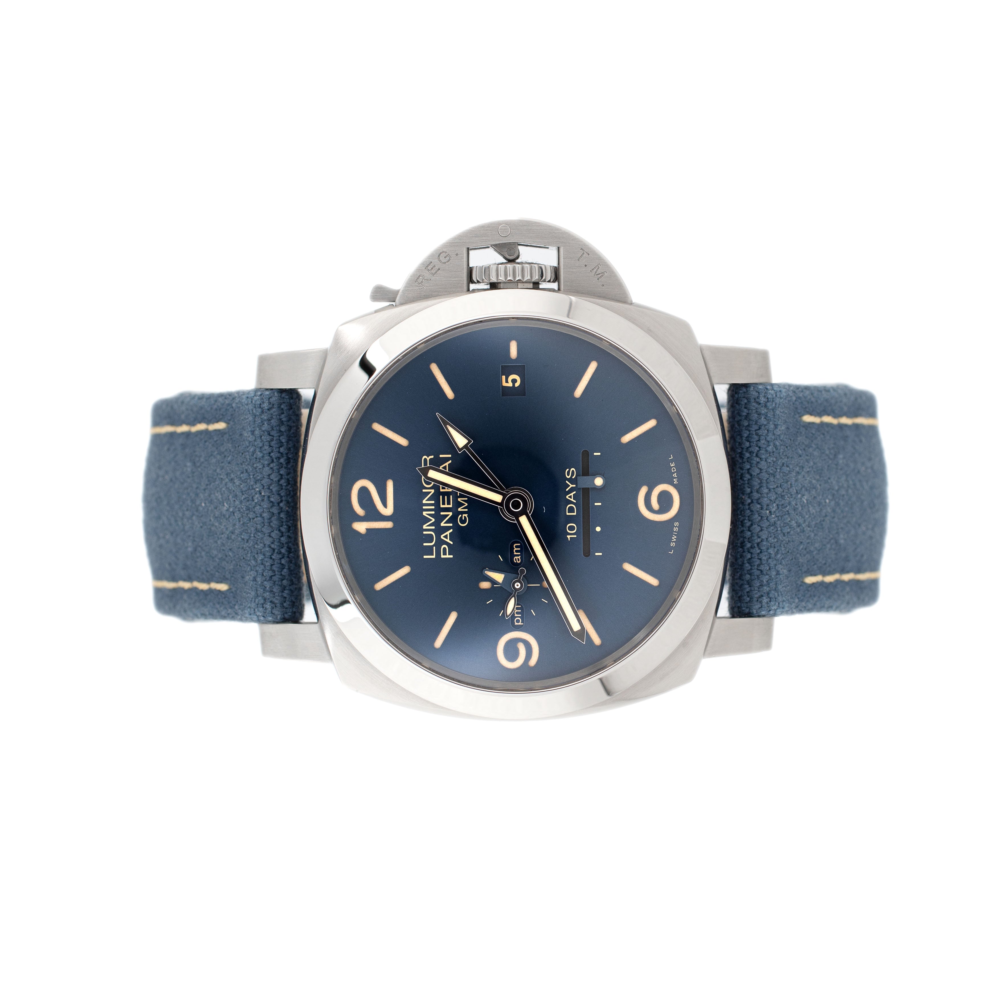 Panerai Luminor 1950 10 Days GMT Stainless Steel Blue Dial 44mm Pam00986 Full Set