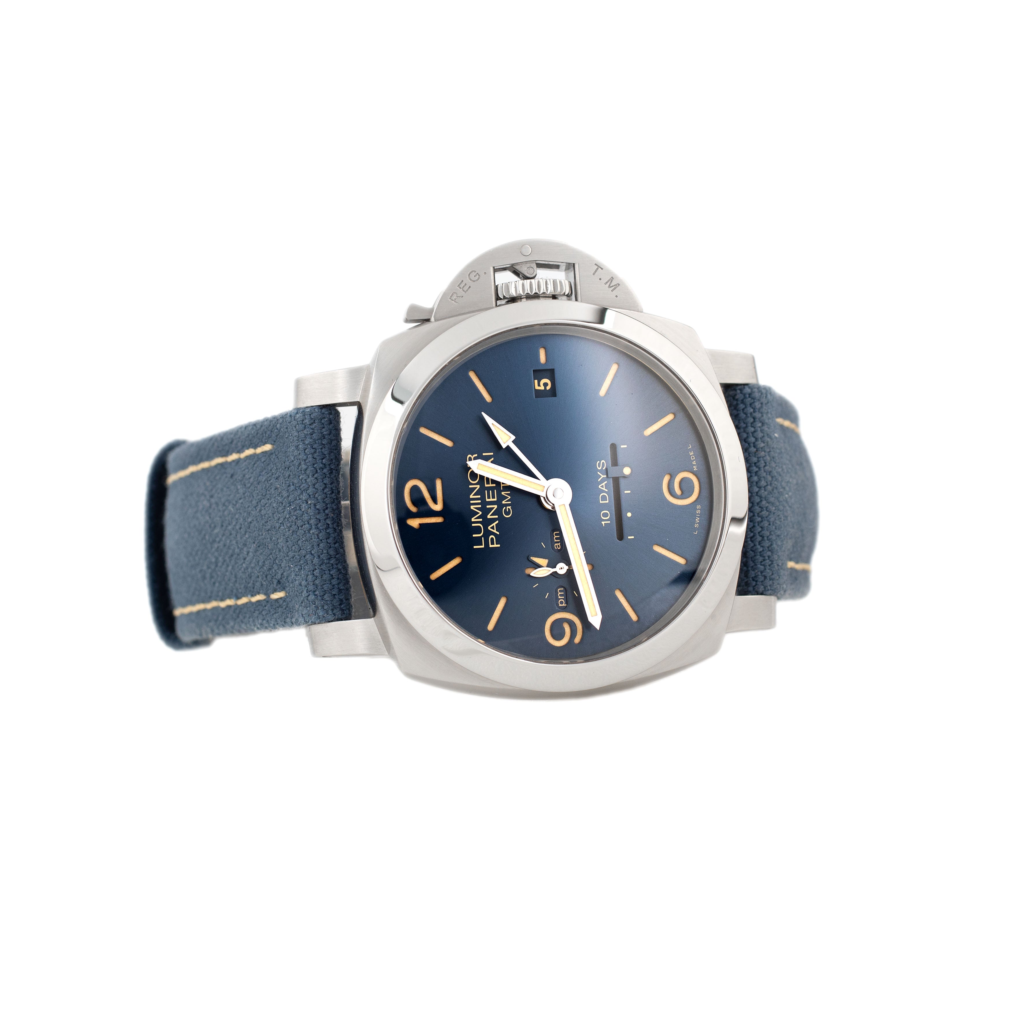 Panerai Luminor 1950 10 Days GMT Stainless Steel Blue Dial 44mm Pam00986 Full Set