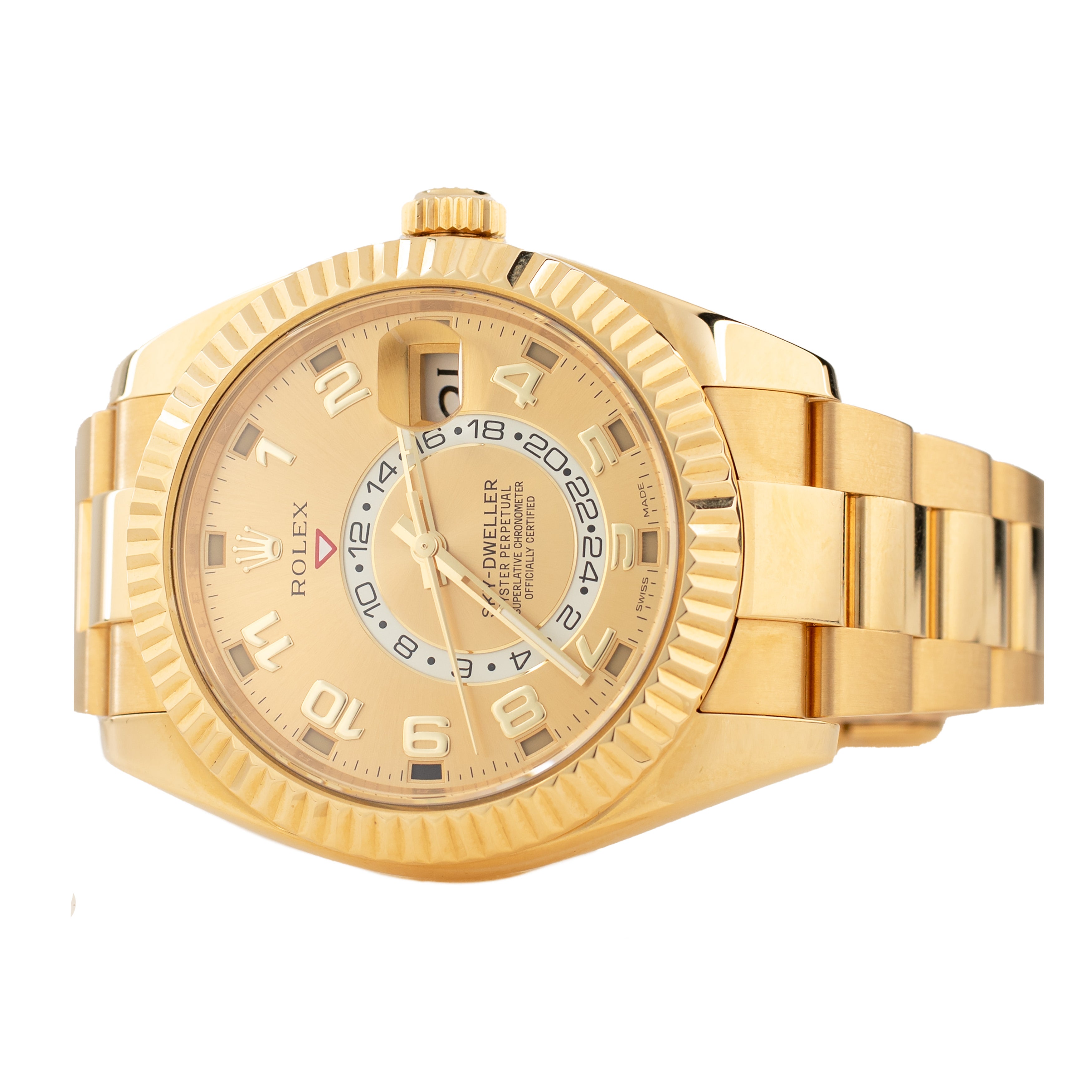 Rolex Sky-Dweller Yellow Gold Gold Dial Oyster Bracelet 42mm 326938 Full Set