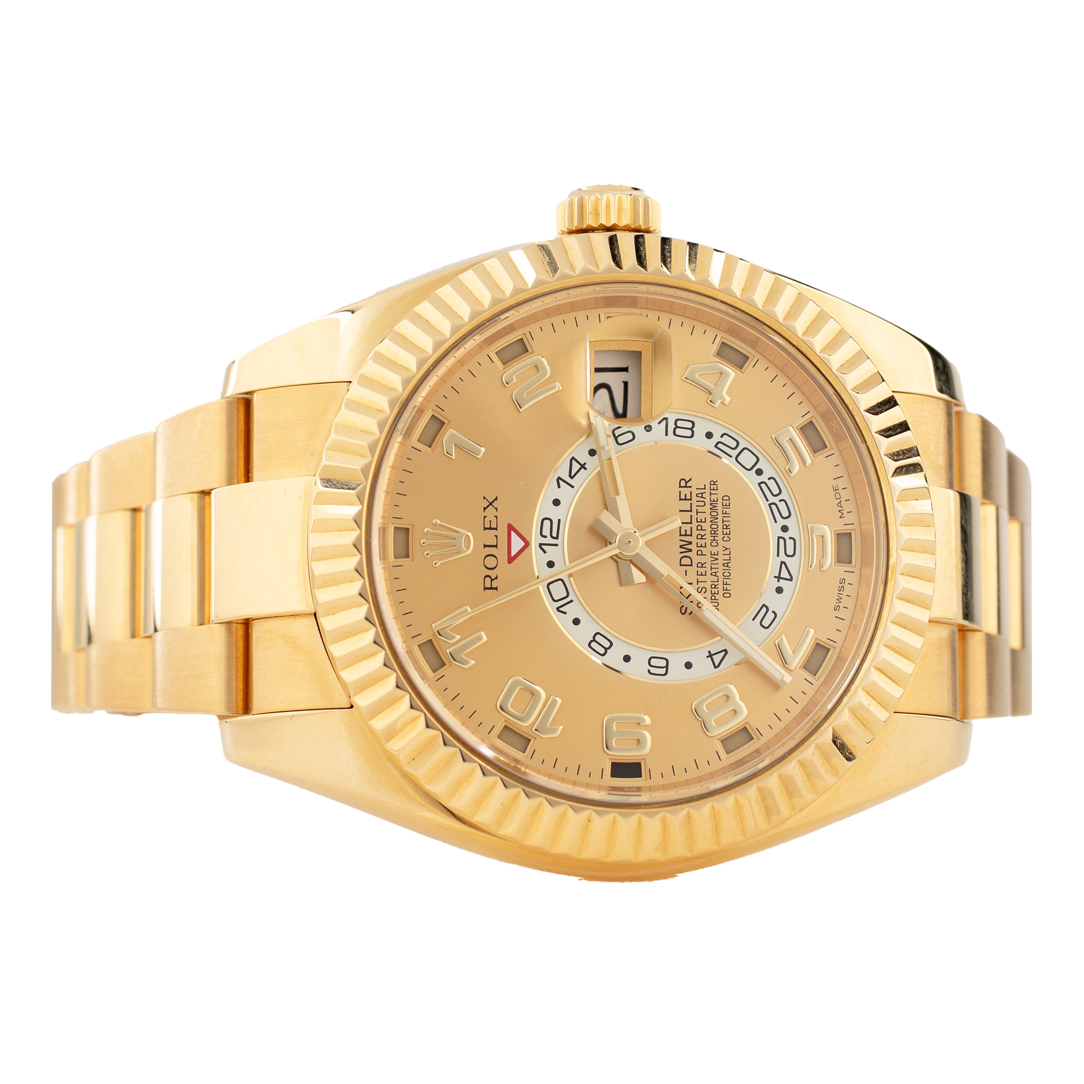 Rolex Sky-Dweller Yellow Gold Gold Dial Oyster Bracelet 42mm 326938 Full Set