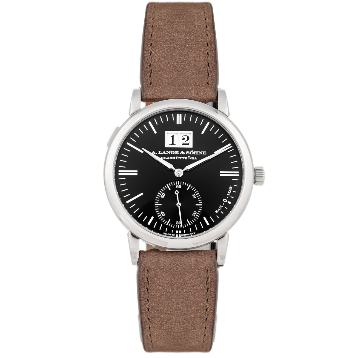 A. Lange & Sohne Saxonia Outsize Date White Gold Black Dial 38.5mm 381.029