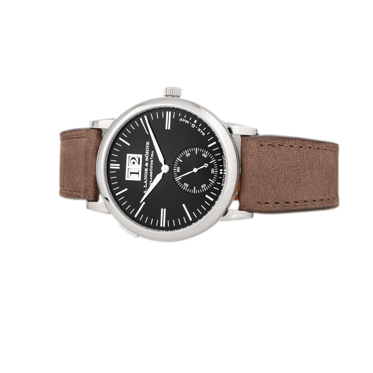 A. Lange & Sohne Saxonia Outsize Date White Gold Black Dial 38.5mm 381.029