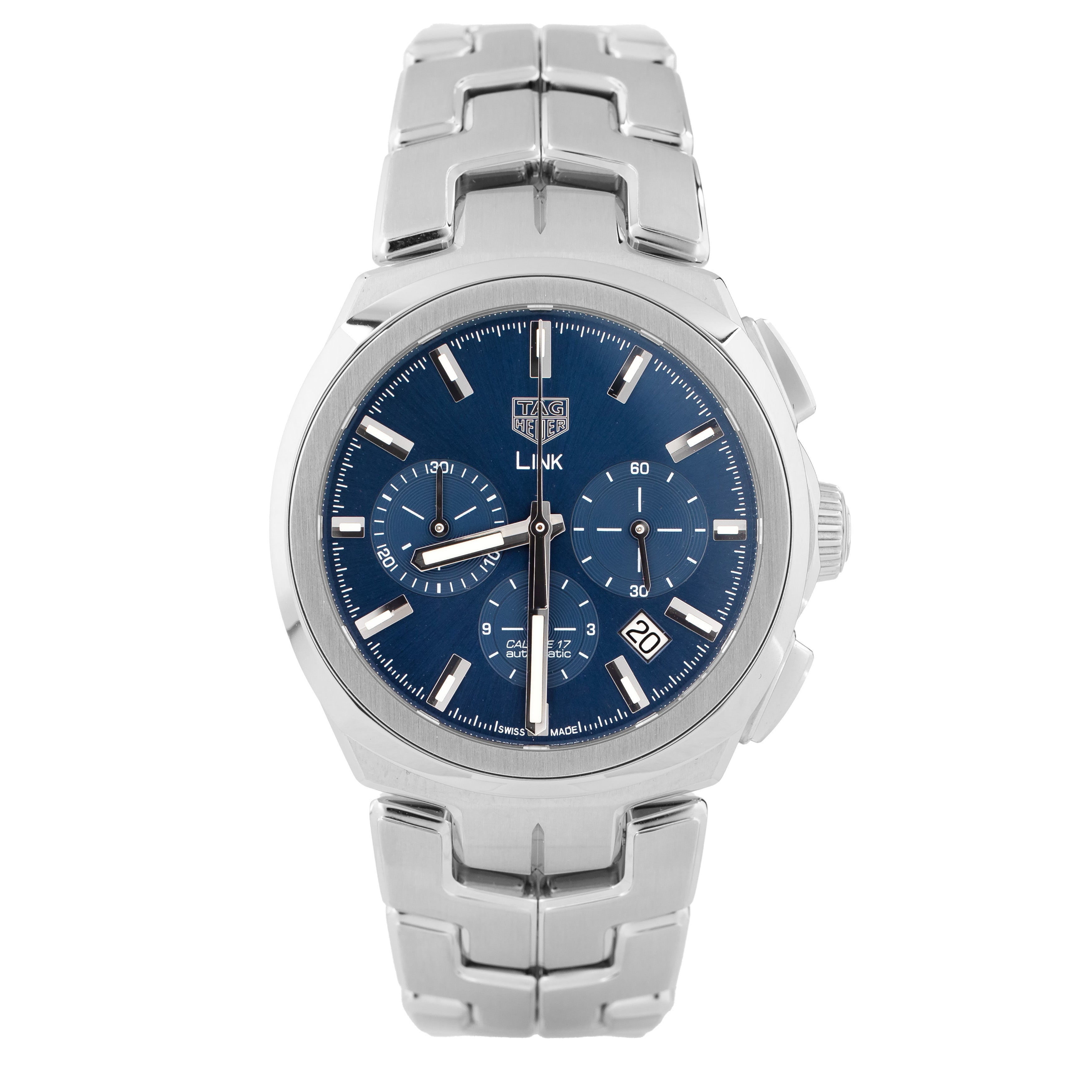TAG Heuer Link Chronograph Stainless Steel Blue Dial 41mm CBC2112.BA0603 Full Set