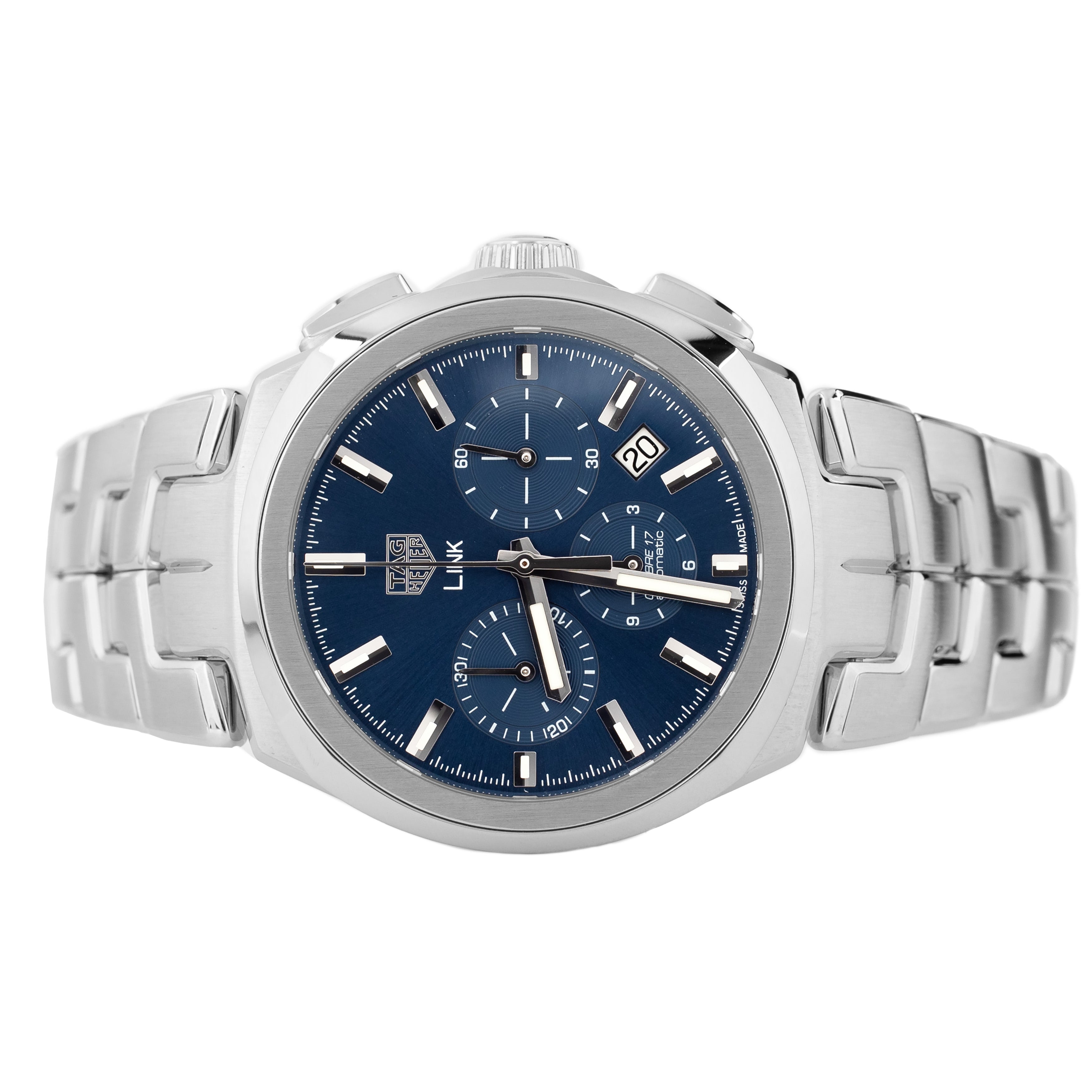 TAG Heuer Link Chronograph Stainless Steel Blue Dial 41mm CBC2112.BA0603 Full Set
