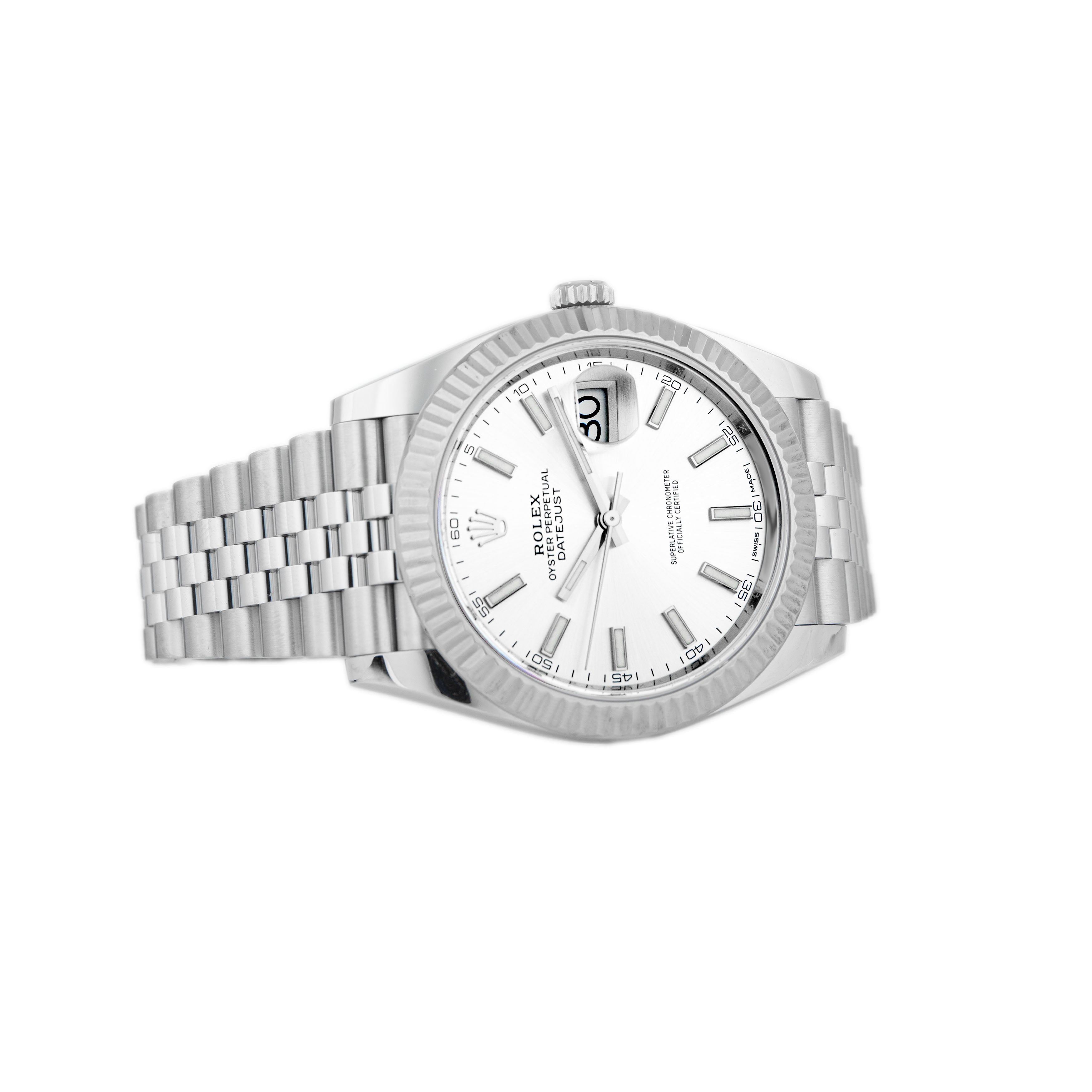 Rolex Datejust 41 Stainless Steel White Dial 41mm Fluted Jubilee 126334 Full Set