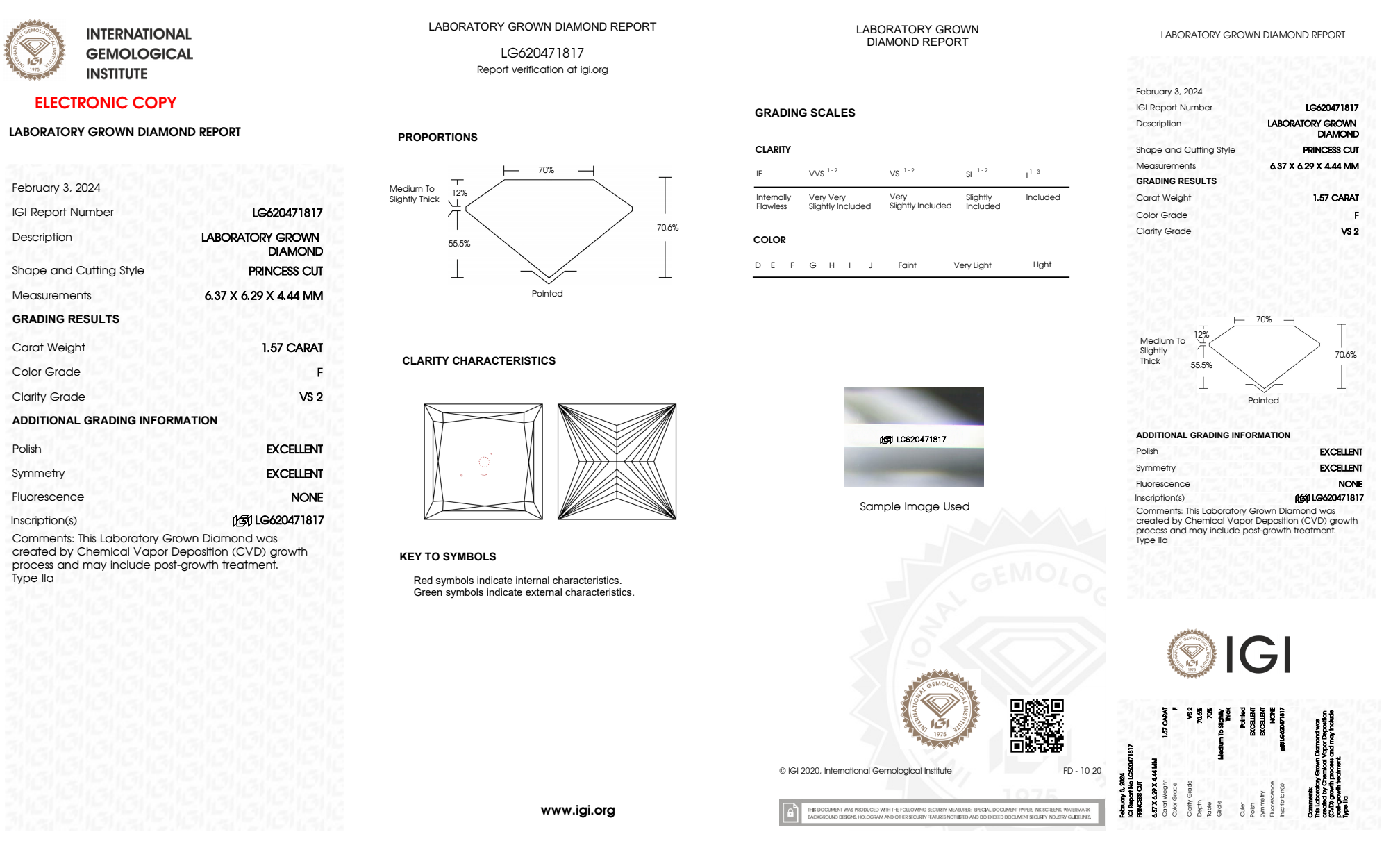 14K White Gold Lab Grown Princess Diamond Stud Earrings 3.24ctw